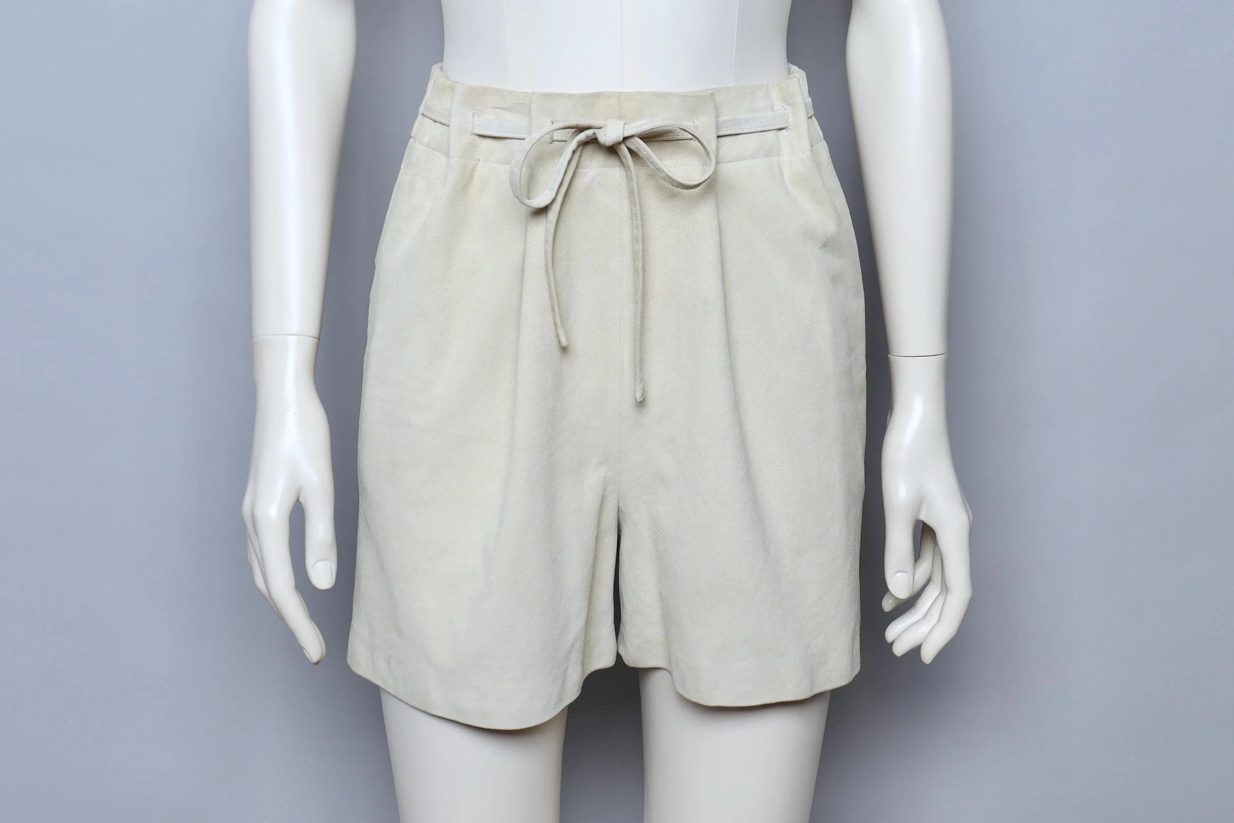 S/S 2011 Maison Martin Margiela ivory suede lamb leather drawstring shorts