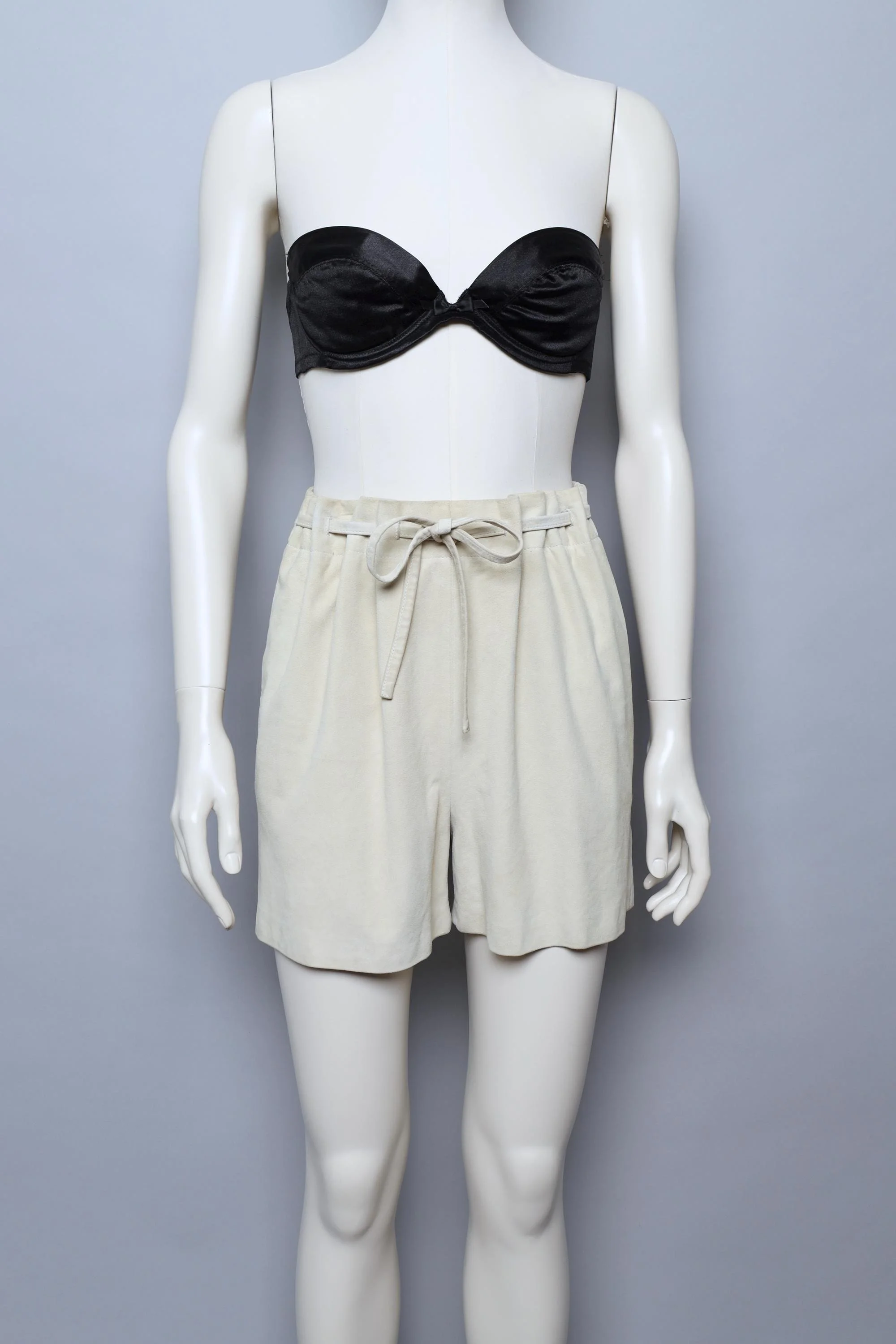 S/S 2011 Maison Martin Margiela ivory suede lamb leather drawstring shorts