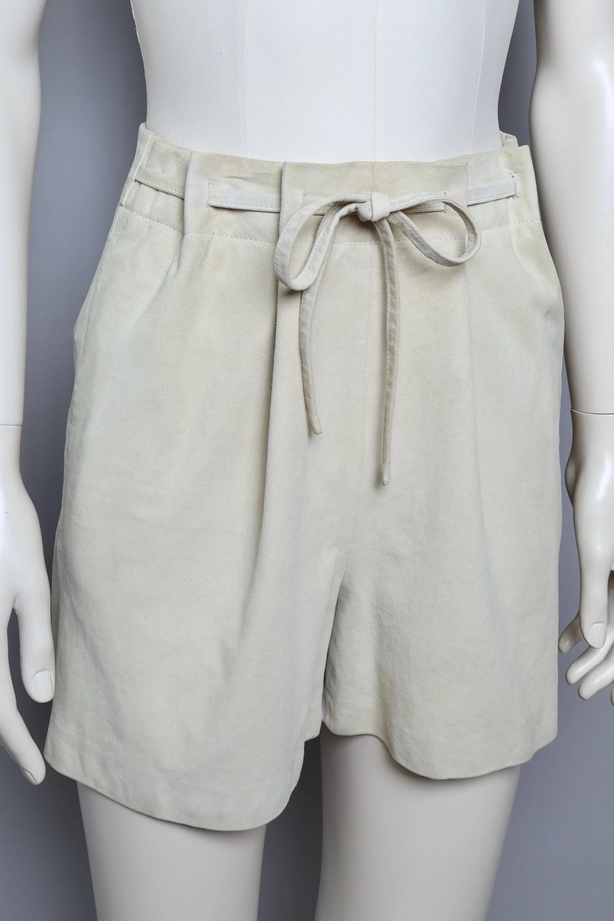 S/S 2011 Maison Martin Margiela ivory suede lamb leather drawstring shorts