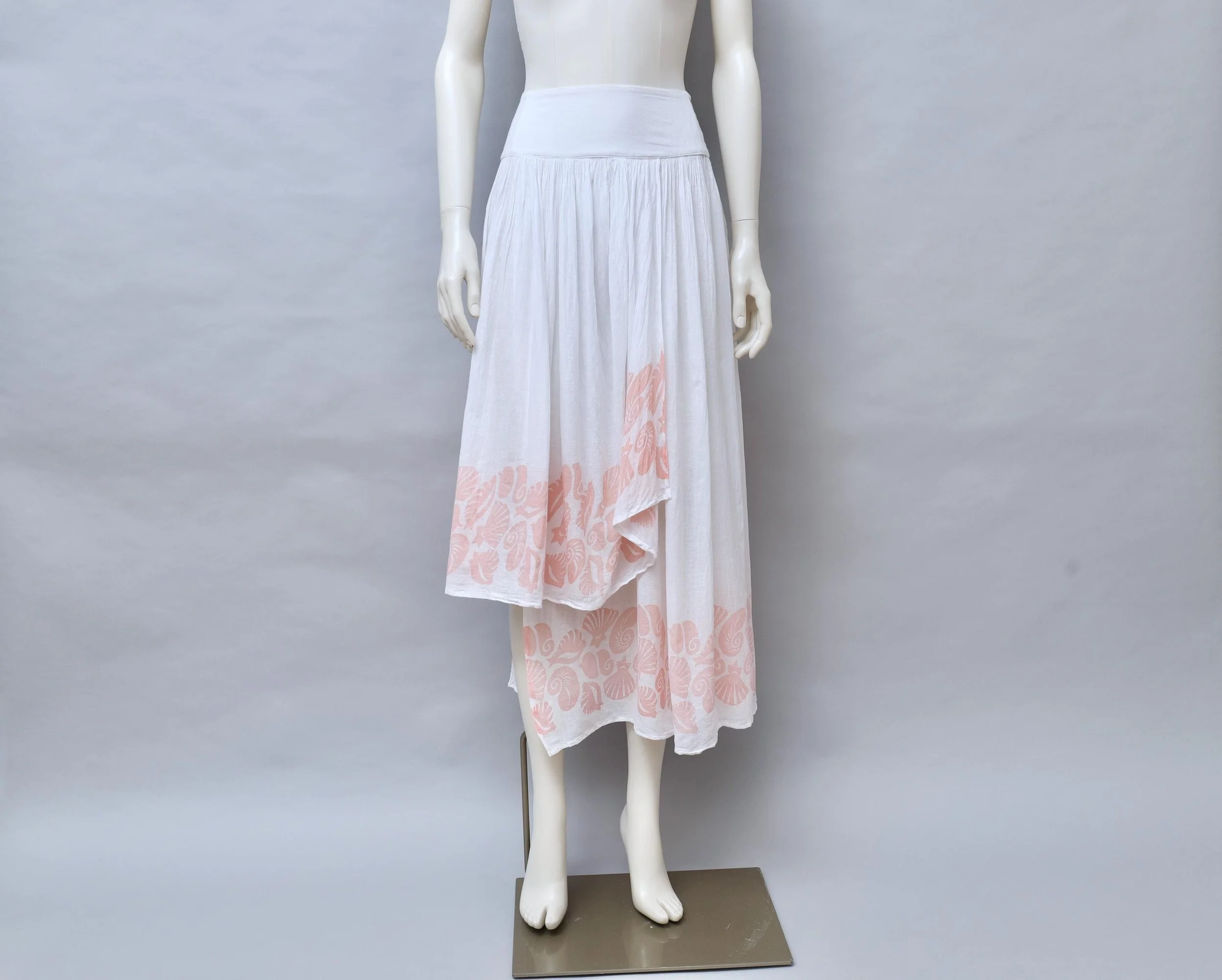 S/S 1990 Chantal Thomass coral seashells cotton gauze skirt