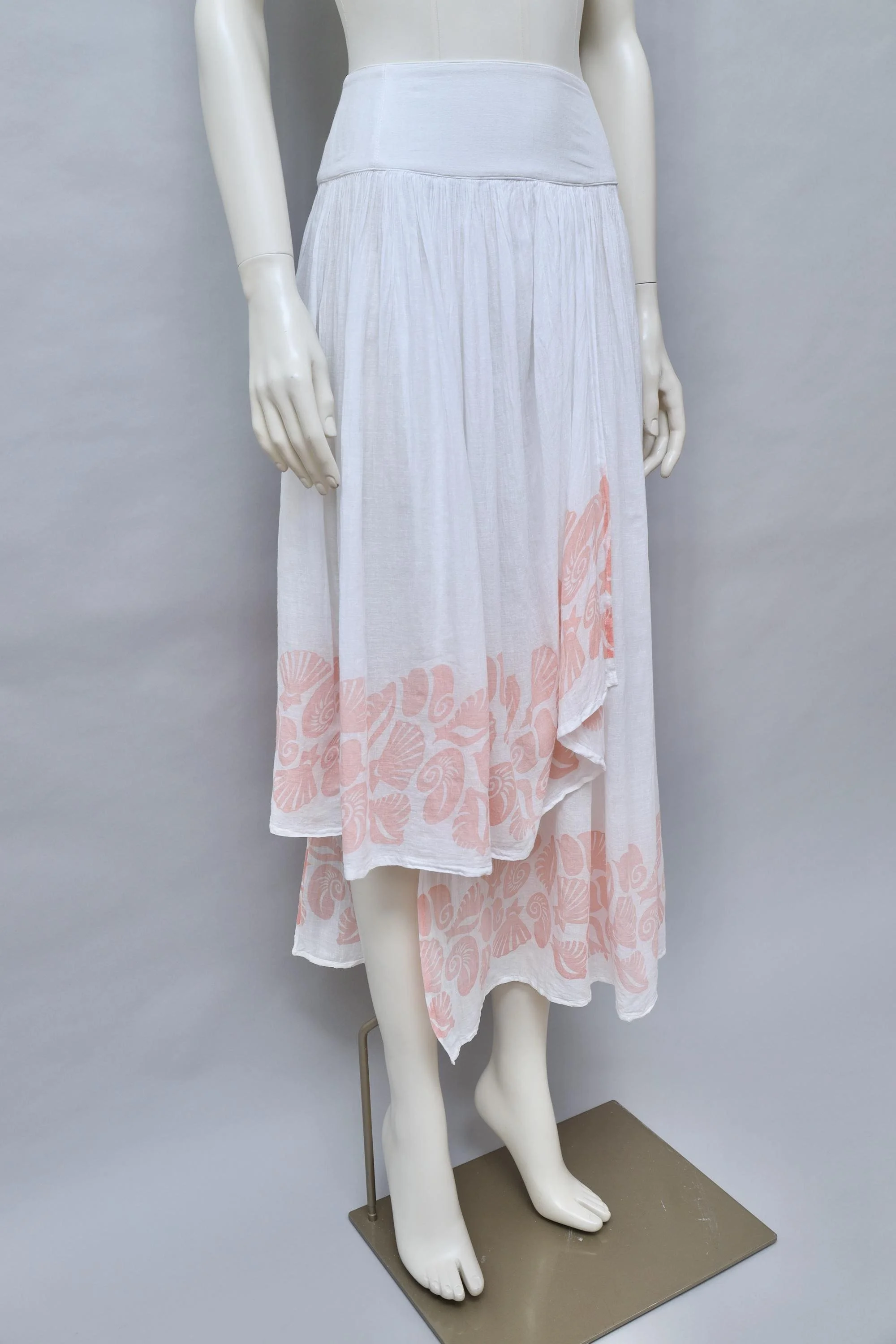 S/S 1990 Chantal Thomass coral seashells cotton gauze skirt