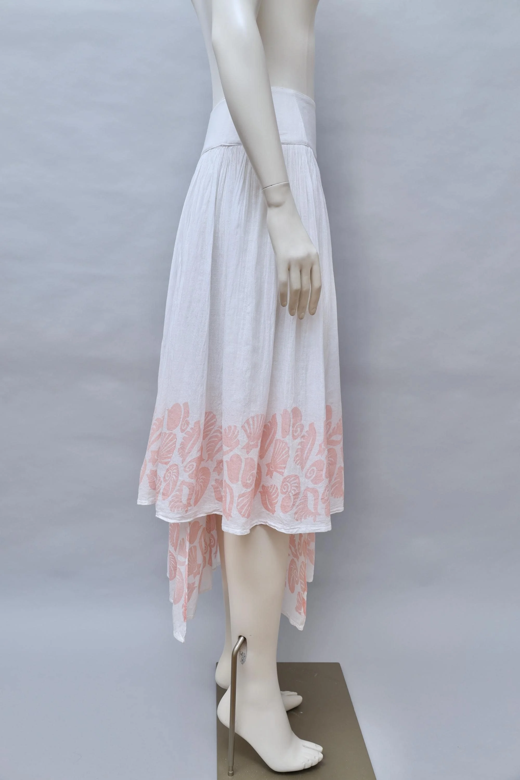 S/S 1990 Chantal Thomass coral seashells cotton gauze skirt