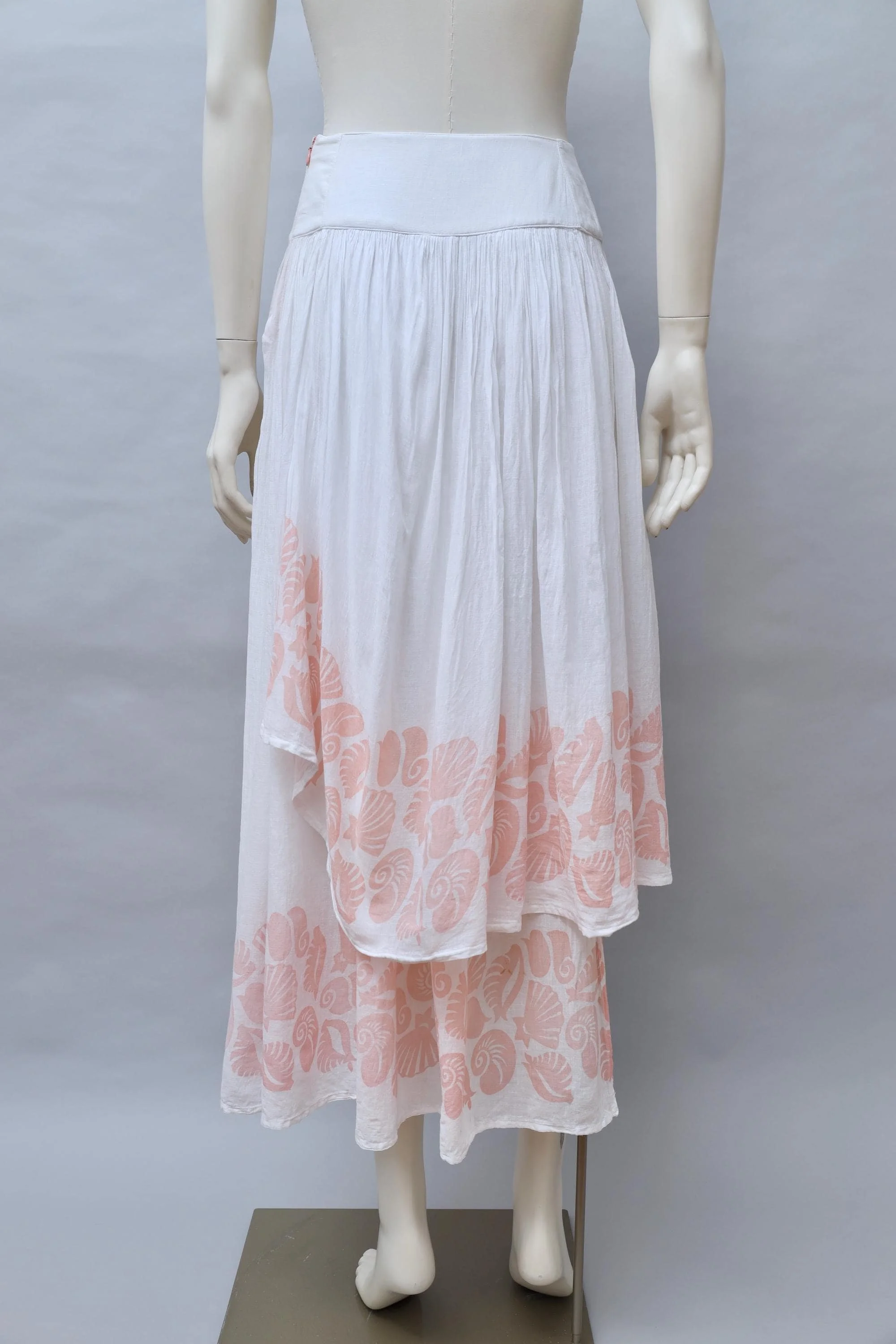 S/S 1990 Chantal Thomass coral seashells cotton gauze skirt