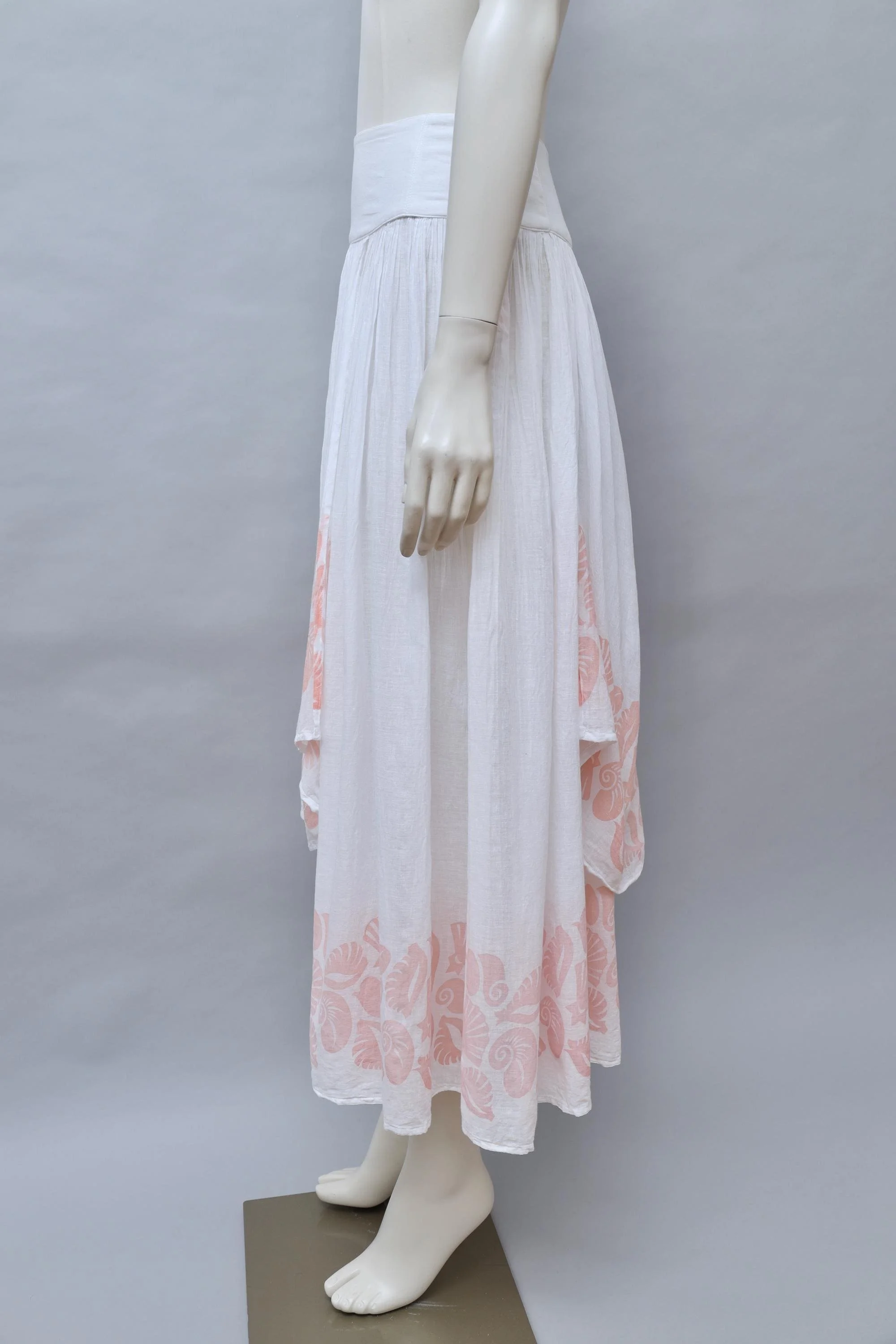 S/S 1990 Chantal Thomass coral seashells cotton gauze skirt
