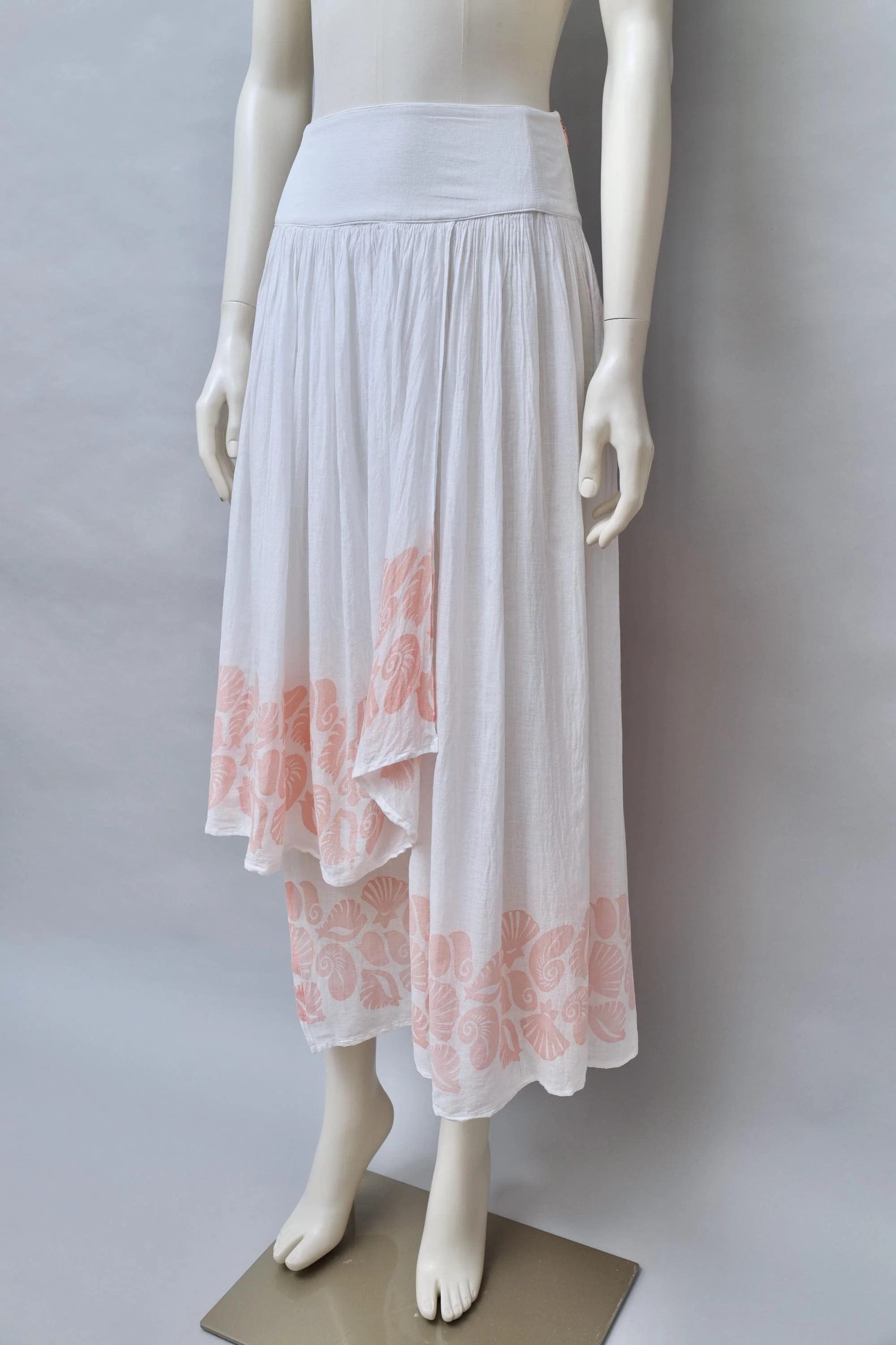 S/S 1990 Chantal Thomass coral seashells cotton gauze skirt