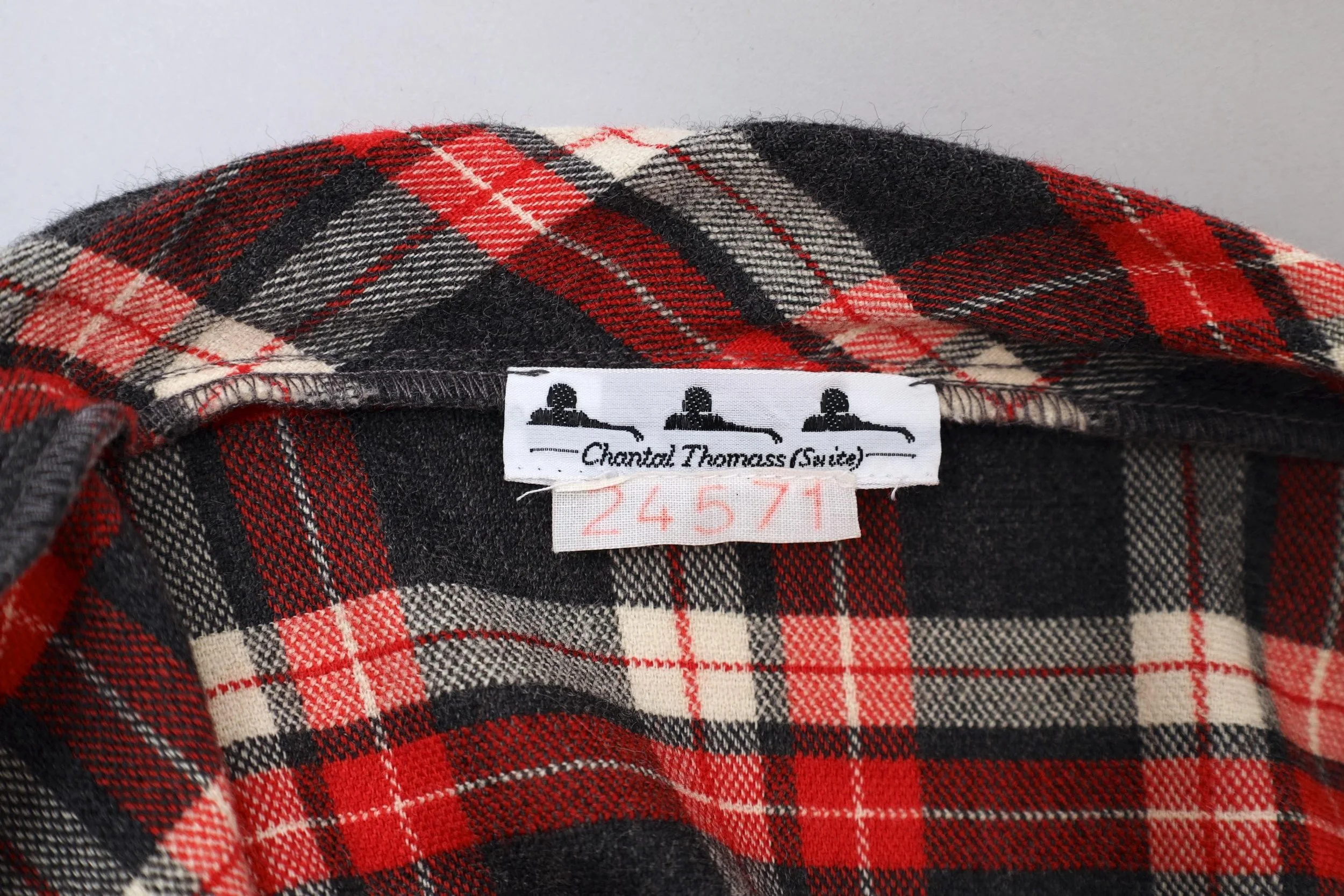 late 1980s Chantal Thomass Suite tartan zip-up cardigan sample label tag