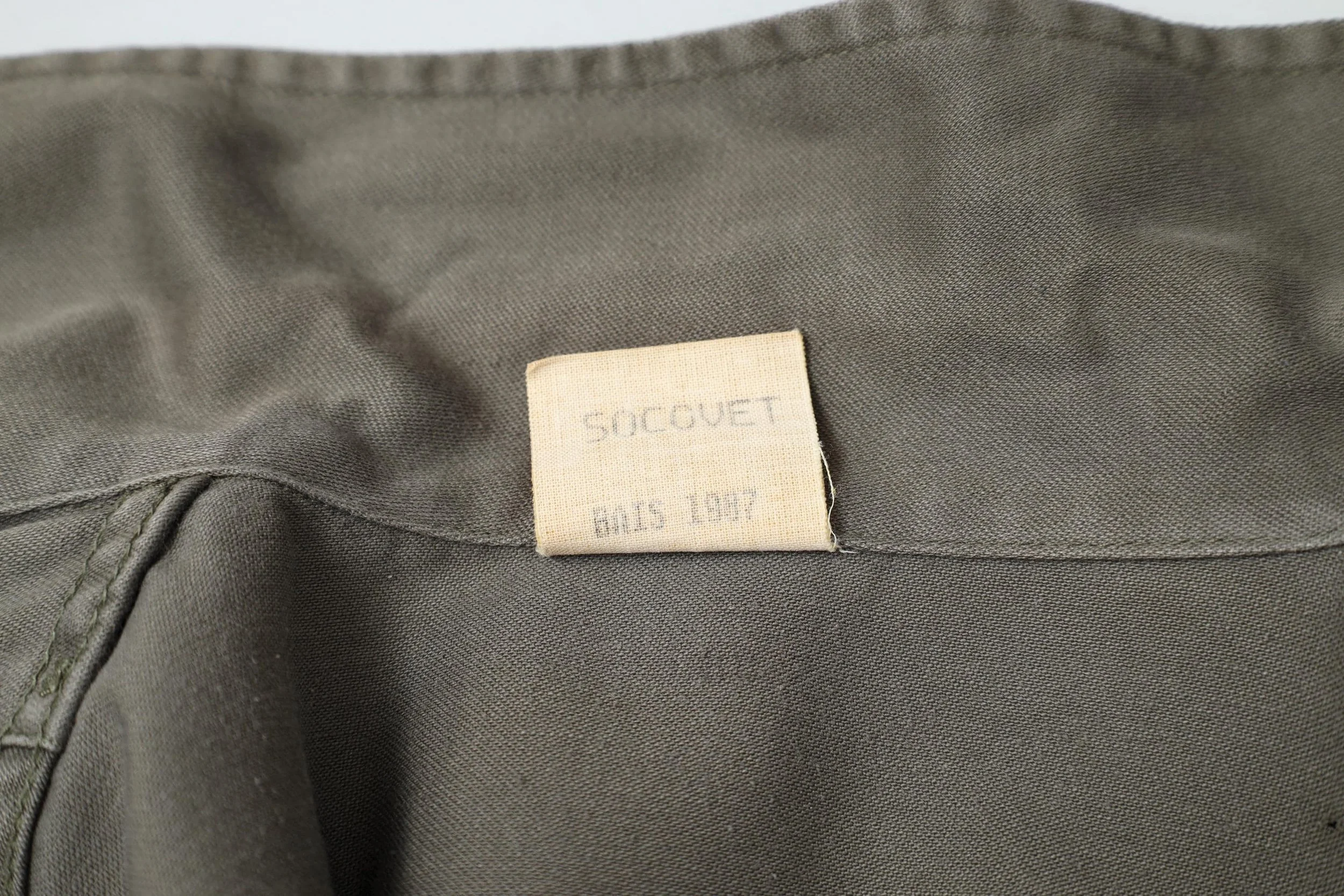 1980s vintage French military jacket label tag