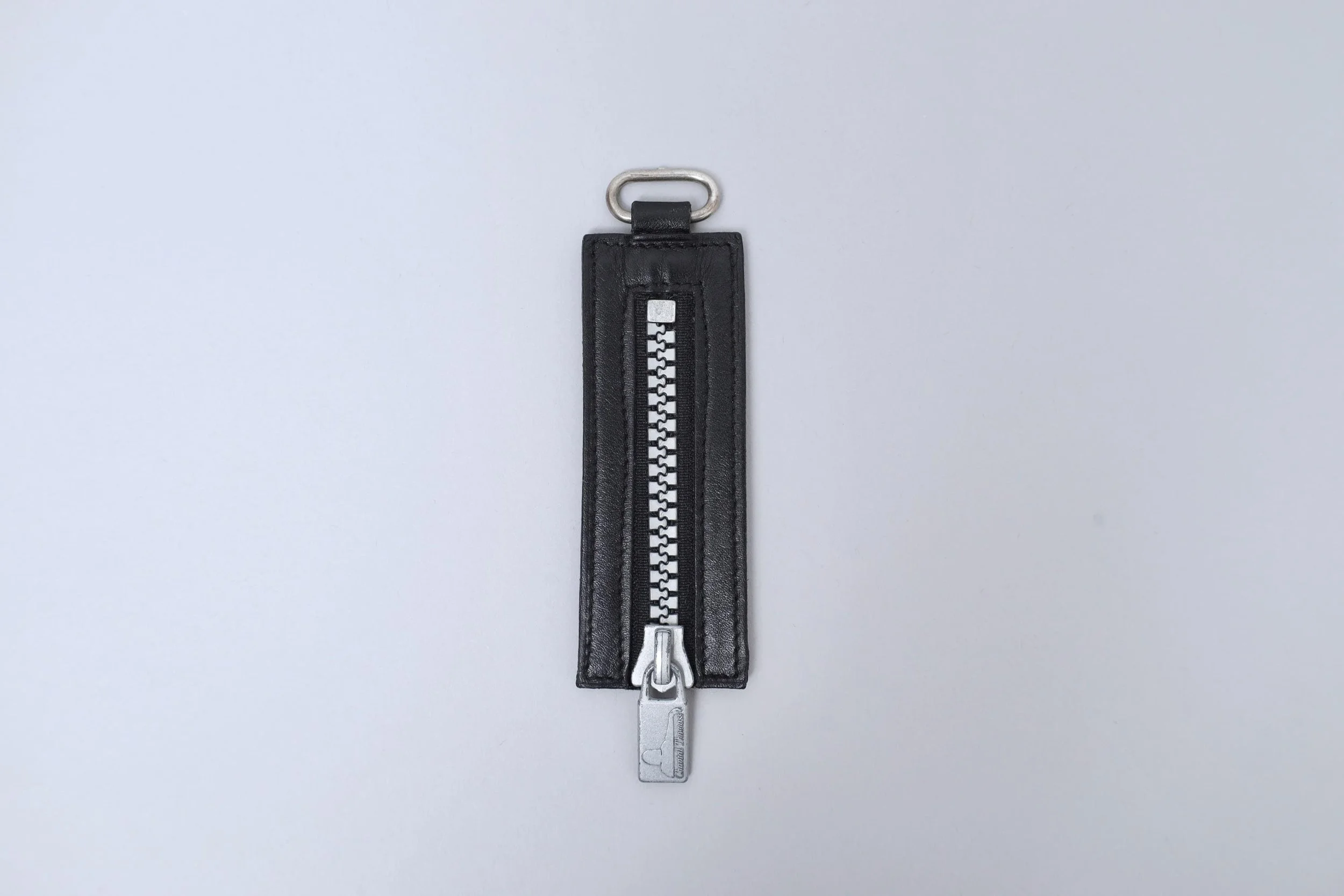 1980s Chantal Thomass black leather zip keychain
