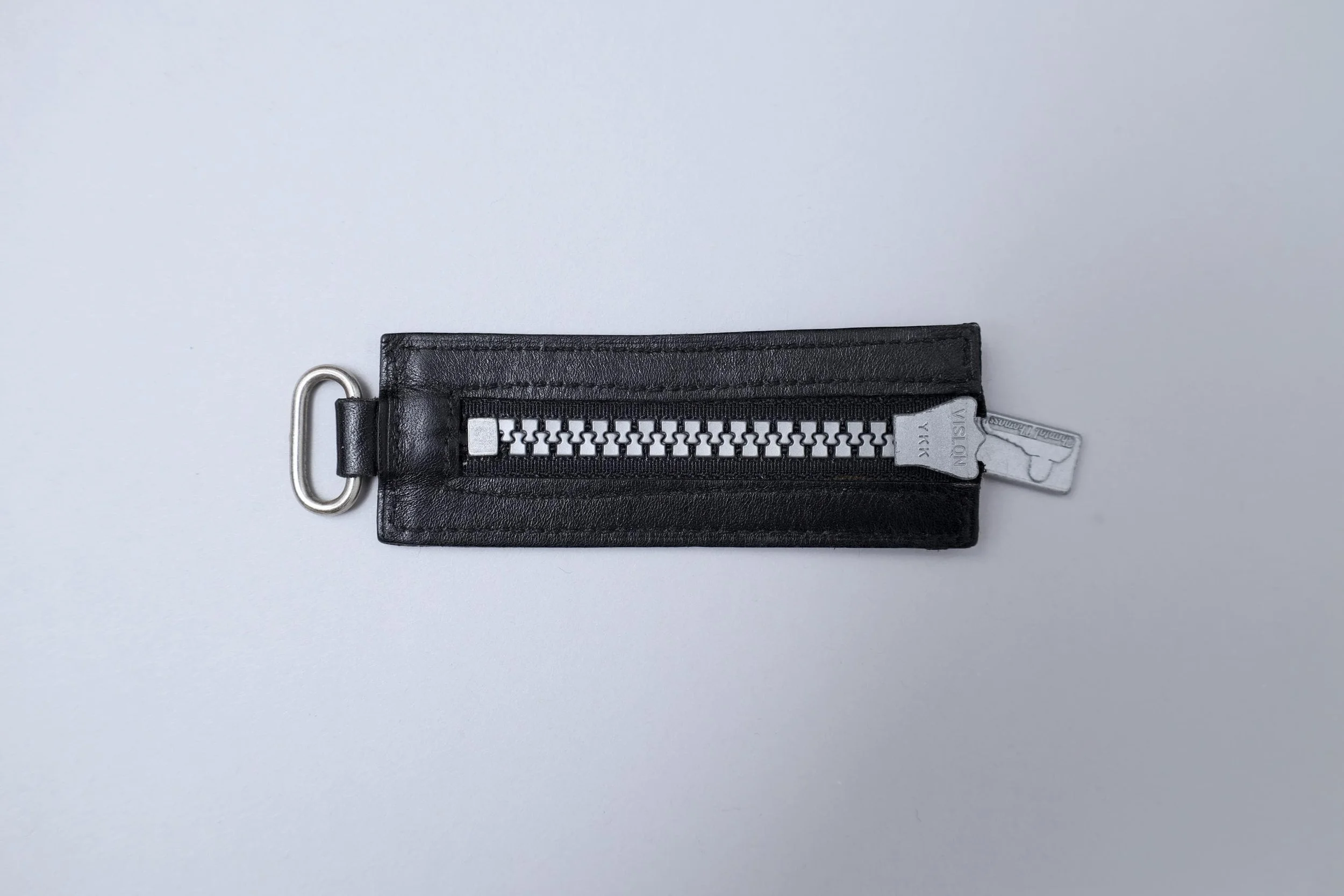 1980s Chantal Thomass black leather zip keychain