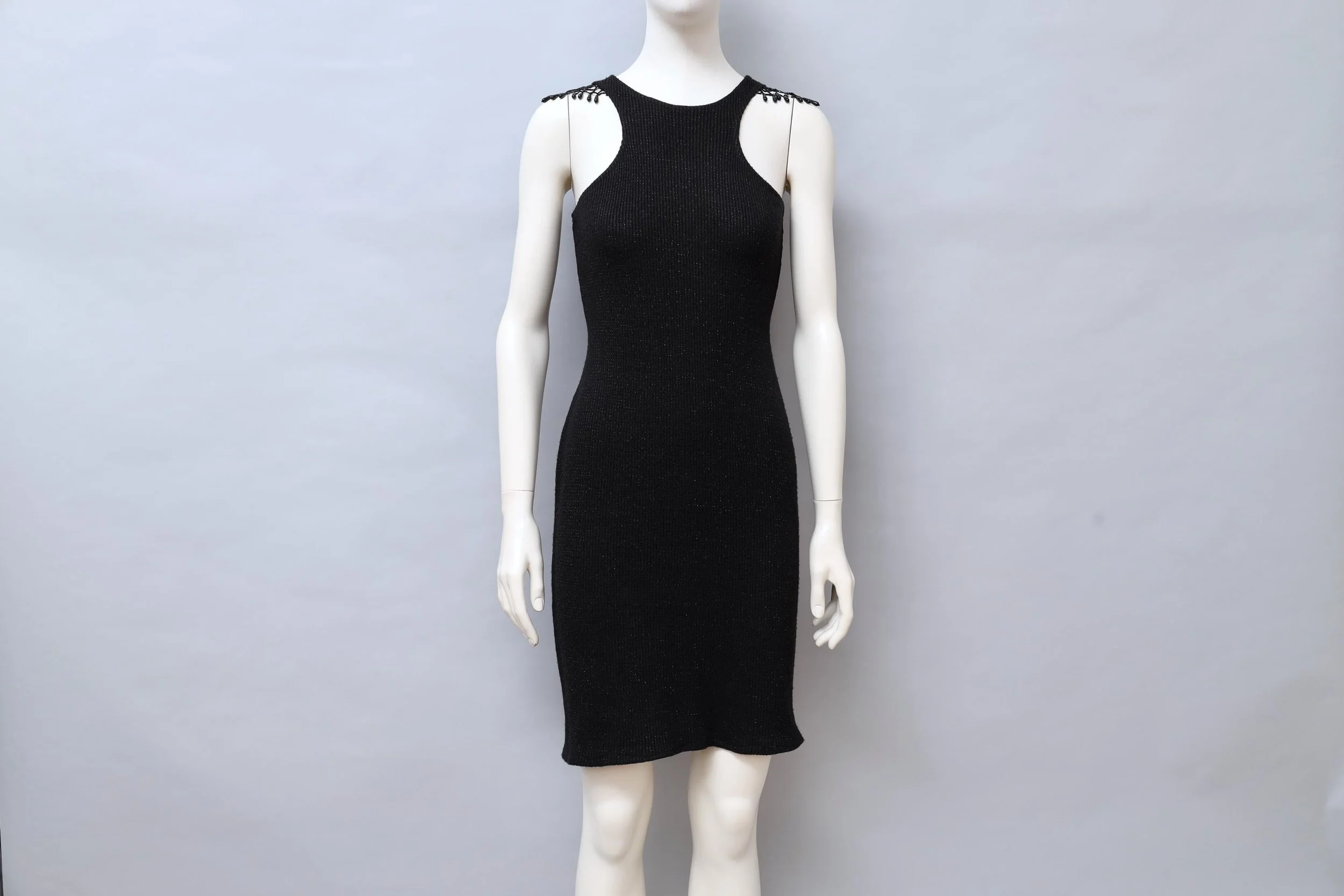 1990s Sourire de Simon Azoulay sparkling black beaded knit dress