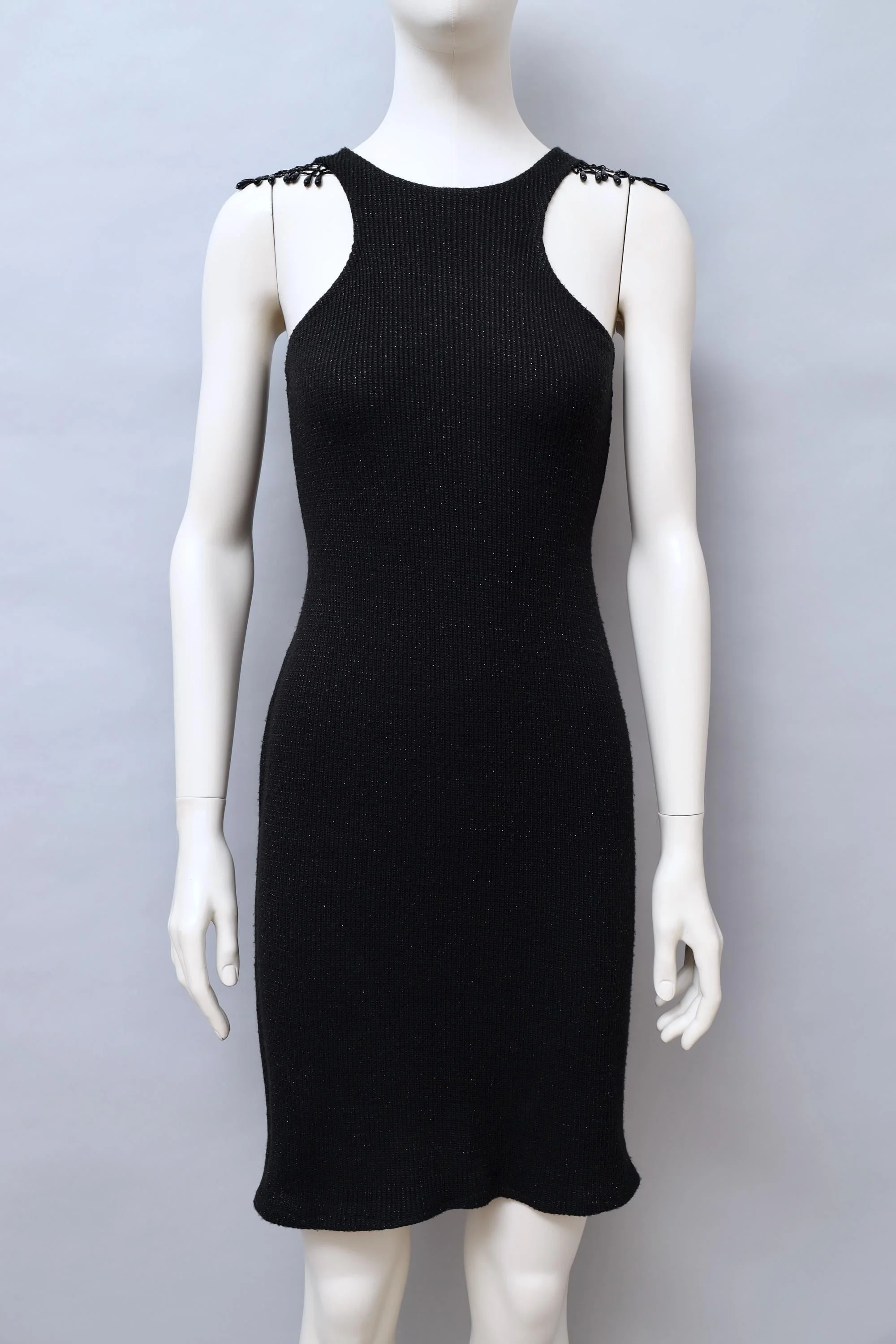 1990s Sourire de Simon Azoulay sparkling black beaded knit dress