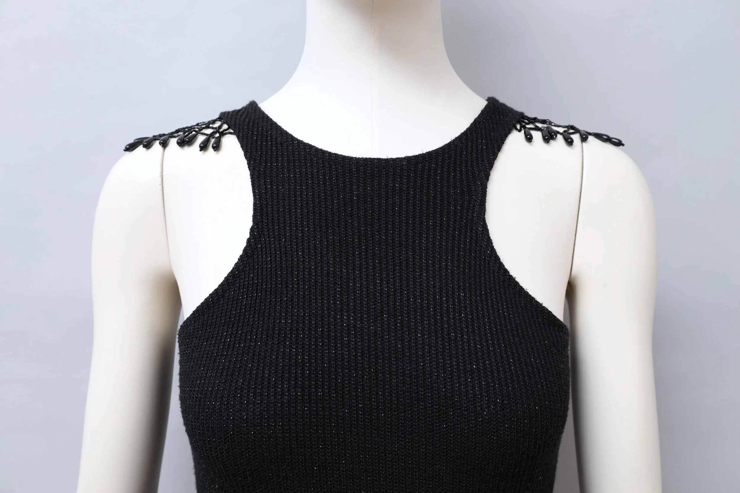 1990s Sourire de Simon Azoulay sparkling black beaded knit dress
