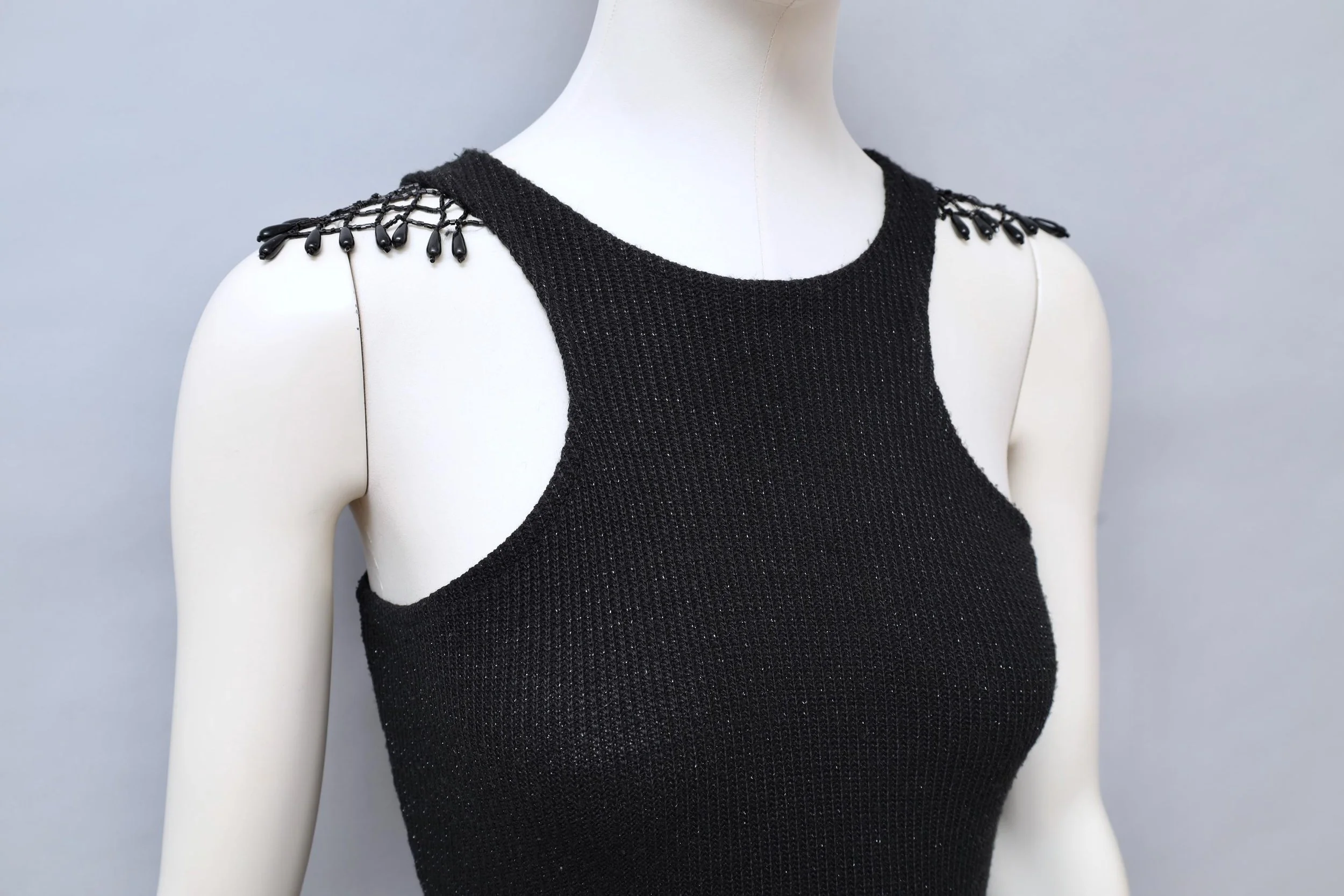 1990s Sourire de Simon Azoulay sparkling black beaded knit dress