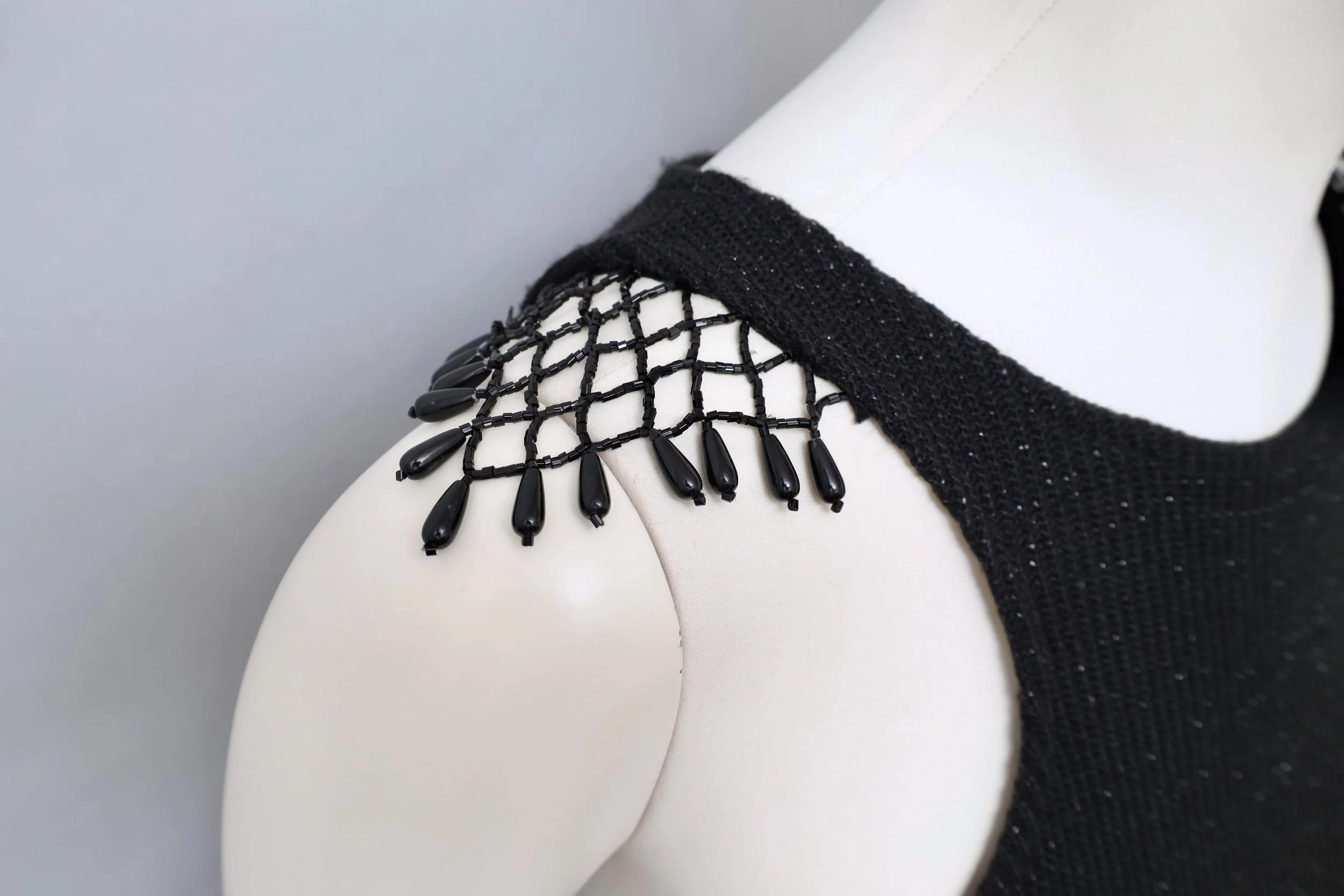 1990s Sourire de Simon Azoulay sparkling black beaded knit dress