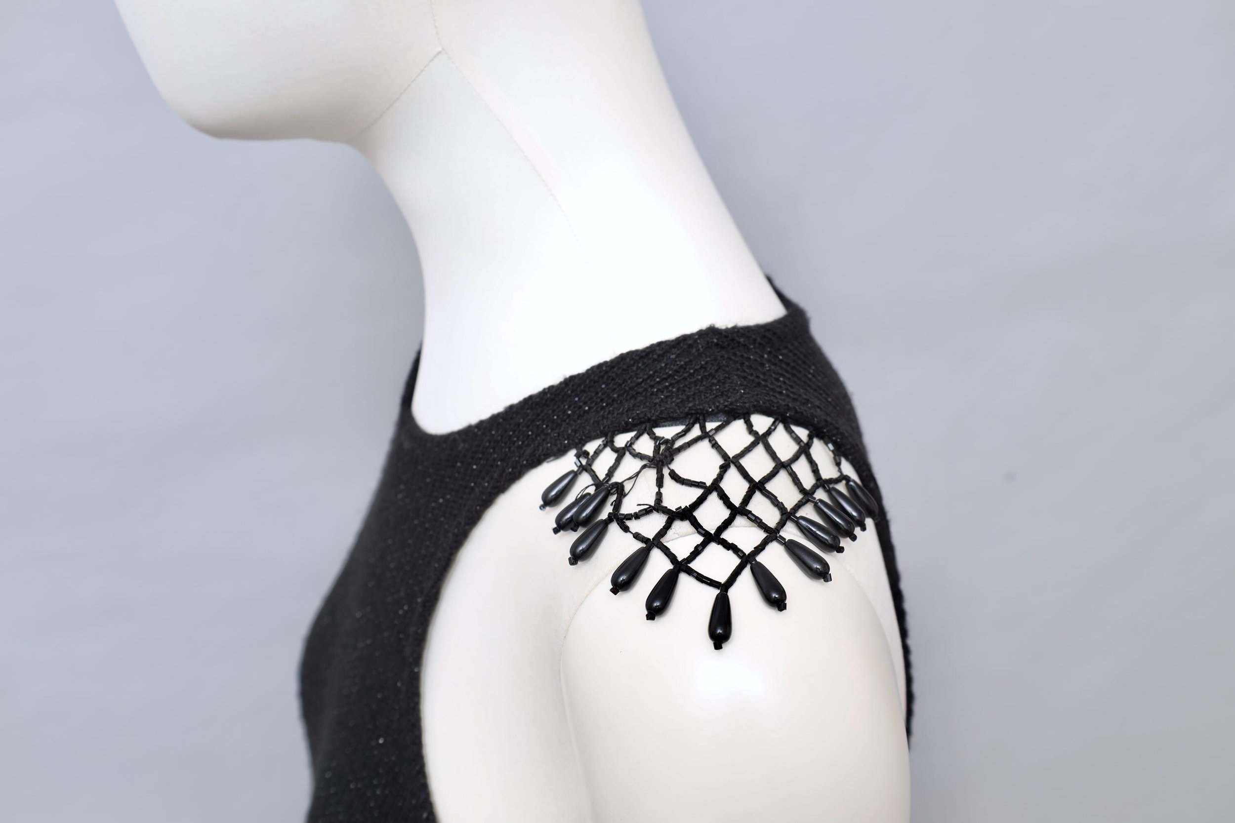 1990s Sourire de Simon Azoulay sparkling black beaded knit dress