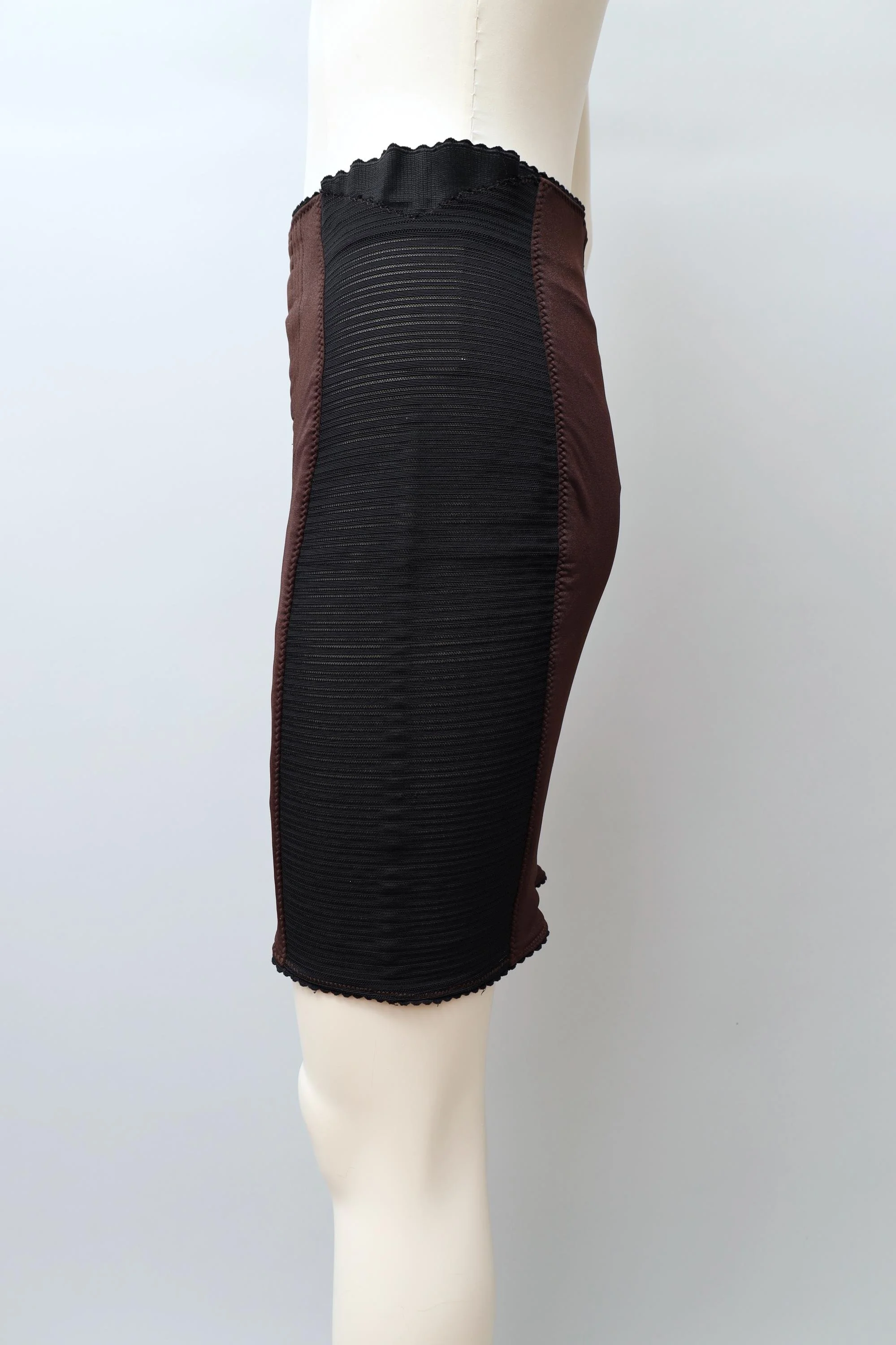 S/S 1987 Jean Paul Gaultier pour Gibo brown satin stretch pencil skirt