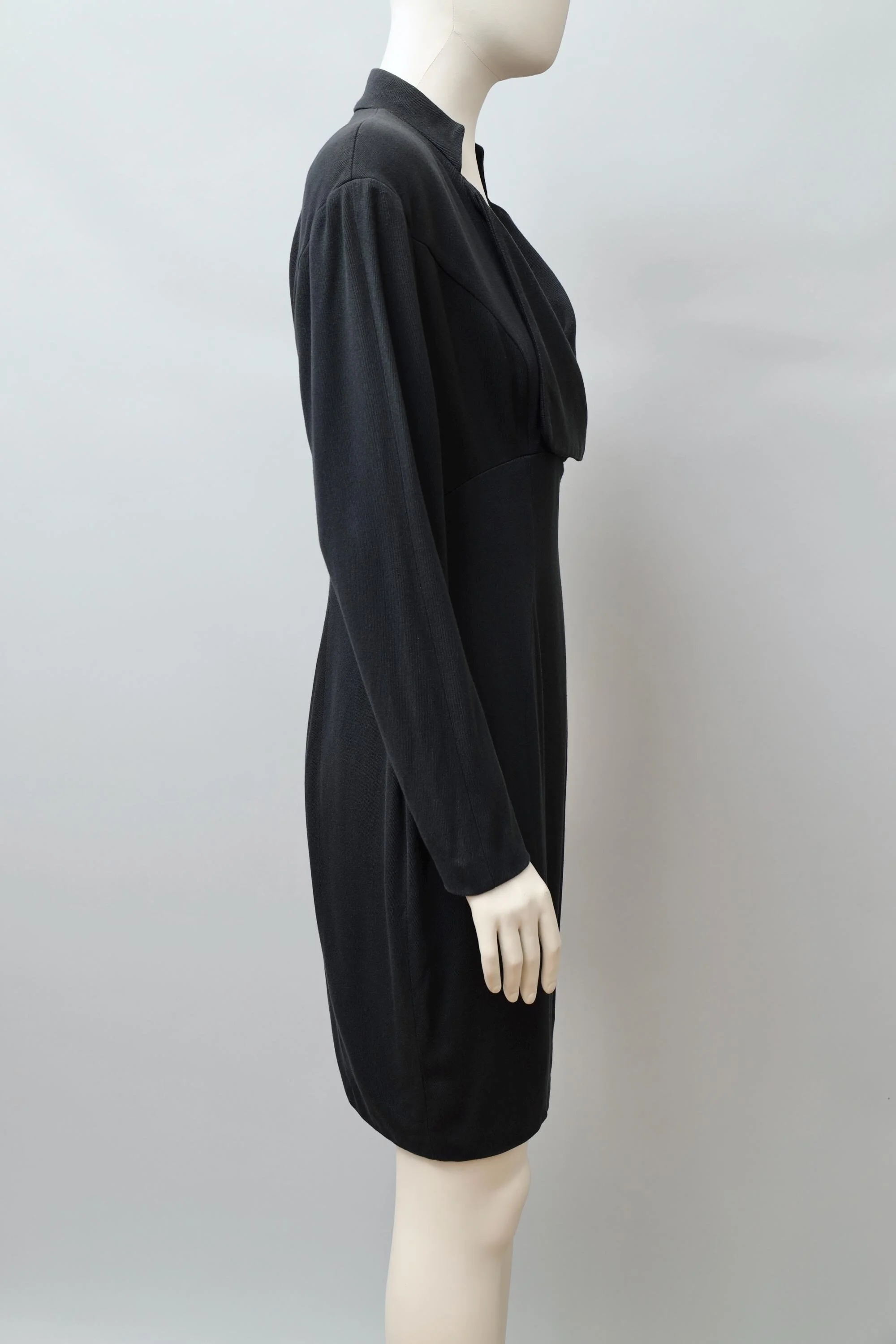 late 1980s / early 1990s Thierry Mugler Activ black wool zip front dress