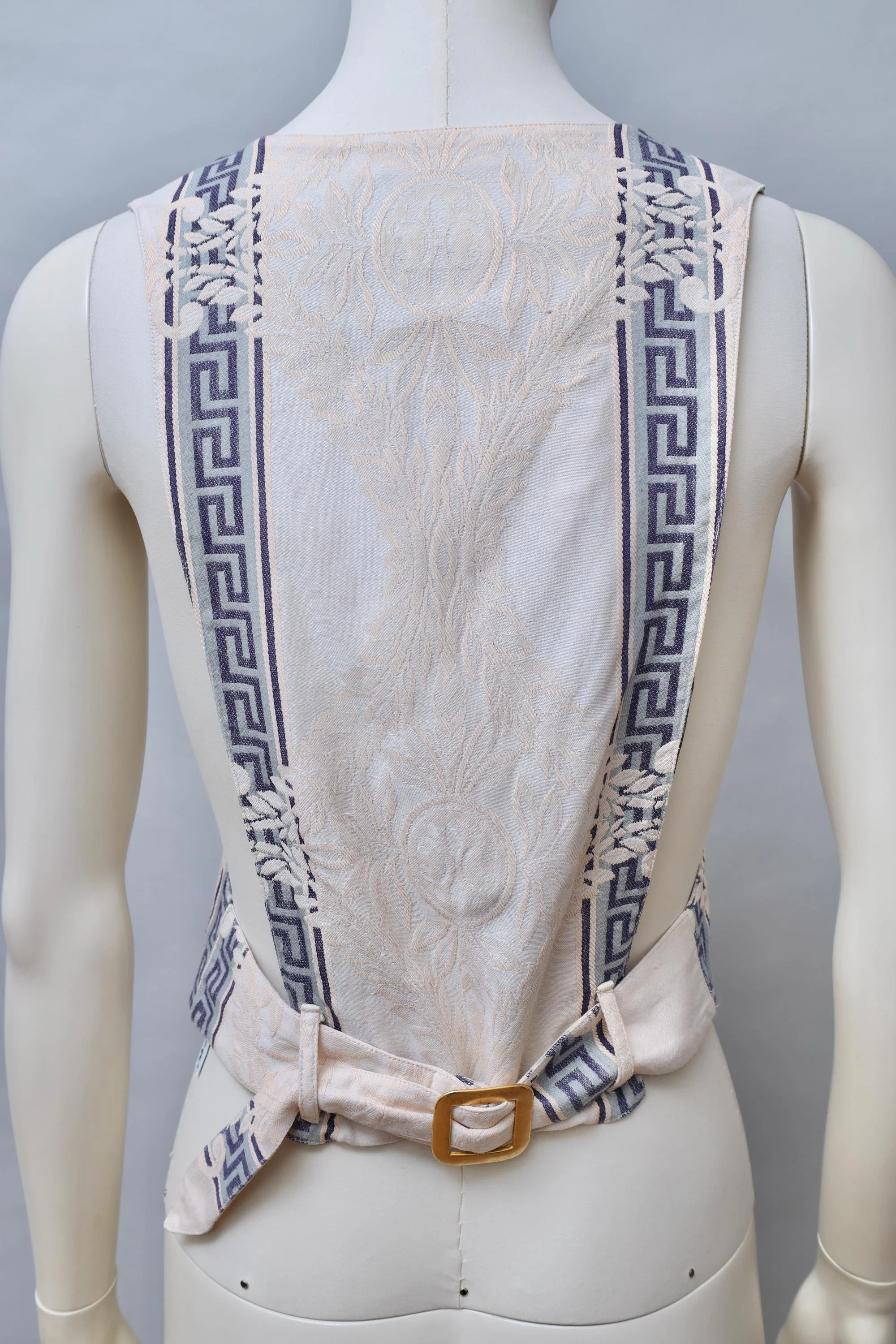 S/S 1989 Junior Gaultier cream and blue Grecian brocade waistcoat