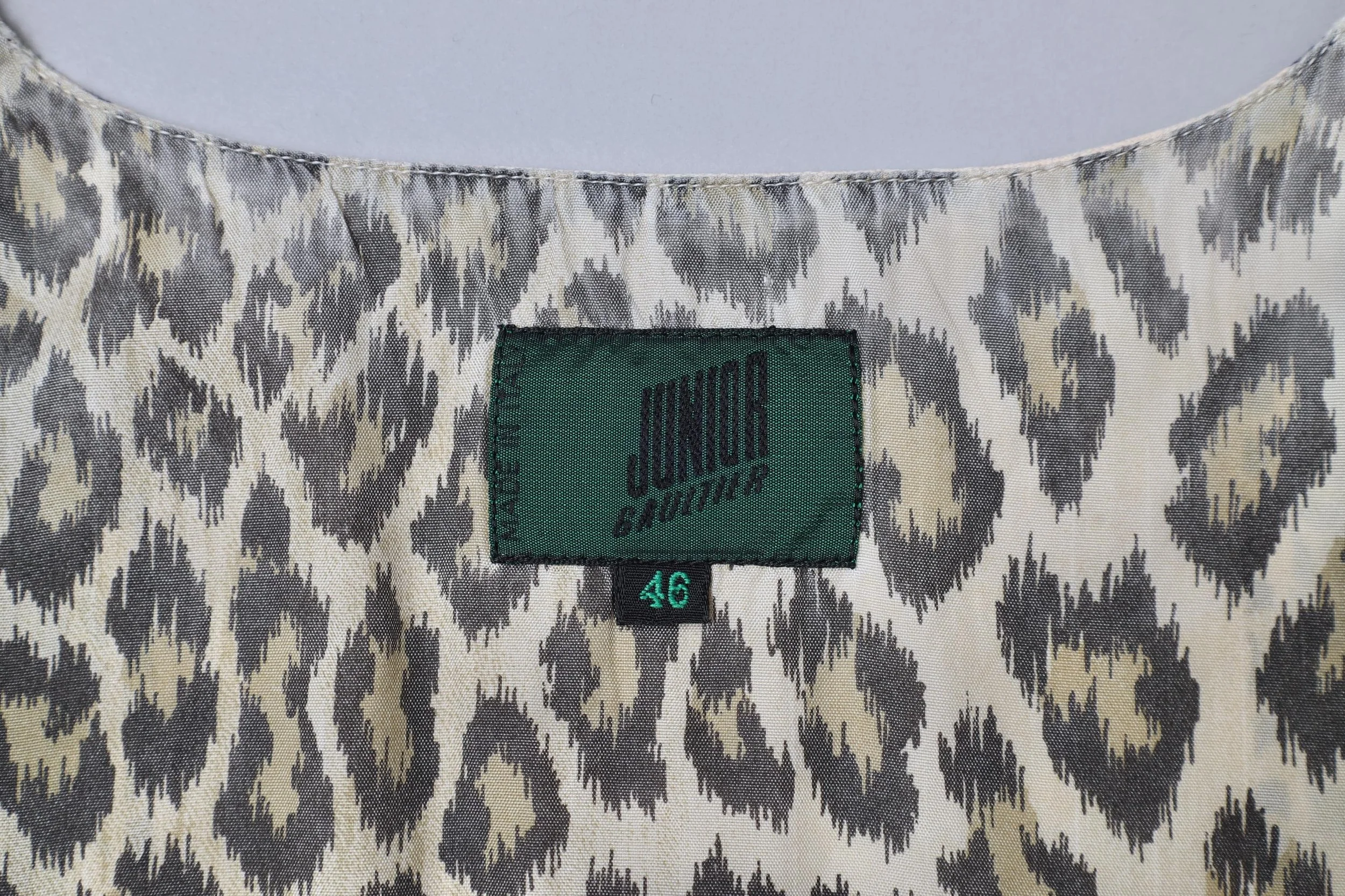 S/S 1989 Junior Gaultier leopard lining label tag