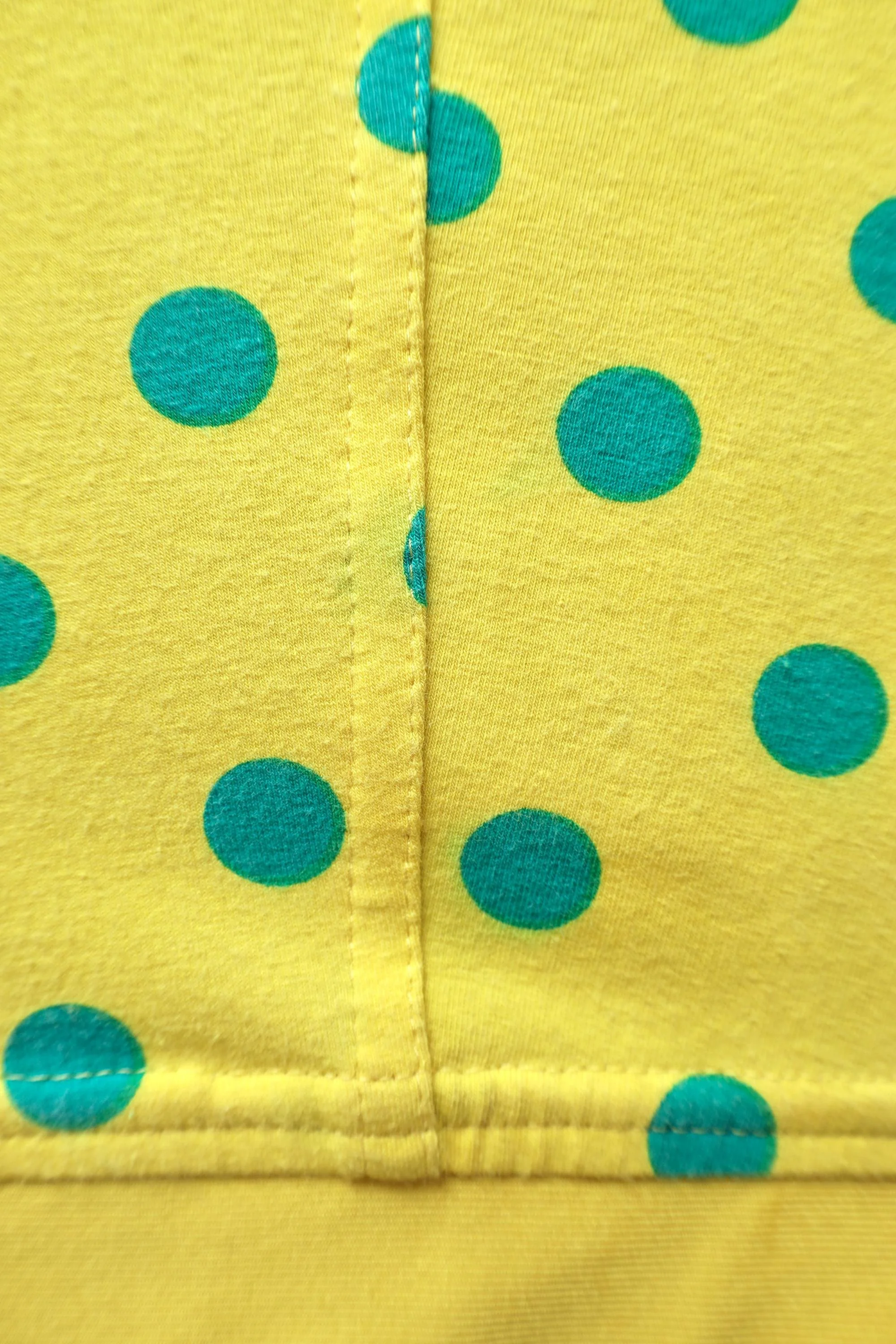 yellow and green polka dot stretch skirt fabric