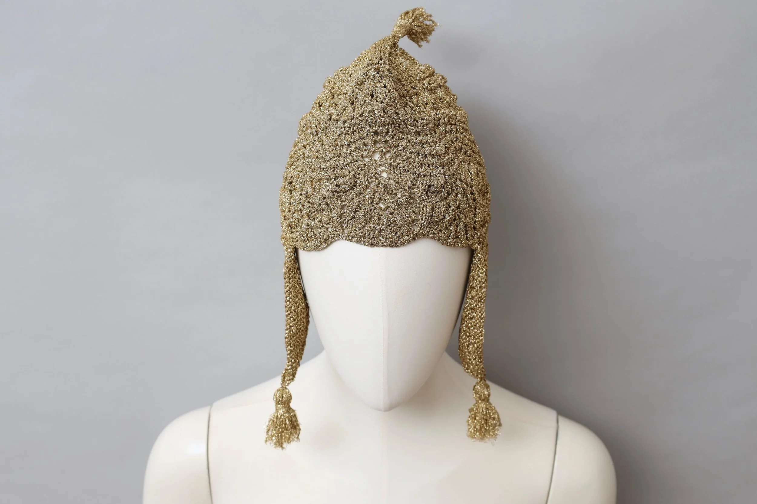 F/W 1993 Vivienne Westwood metallic gold lurex peruvian cap