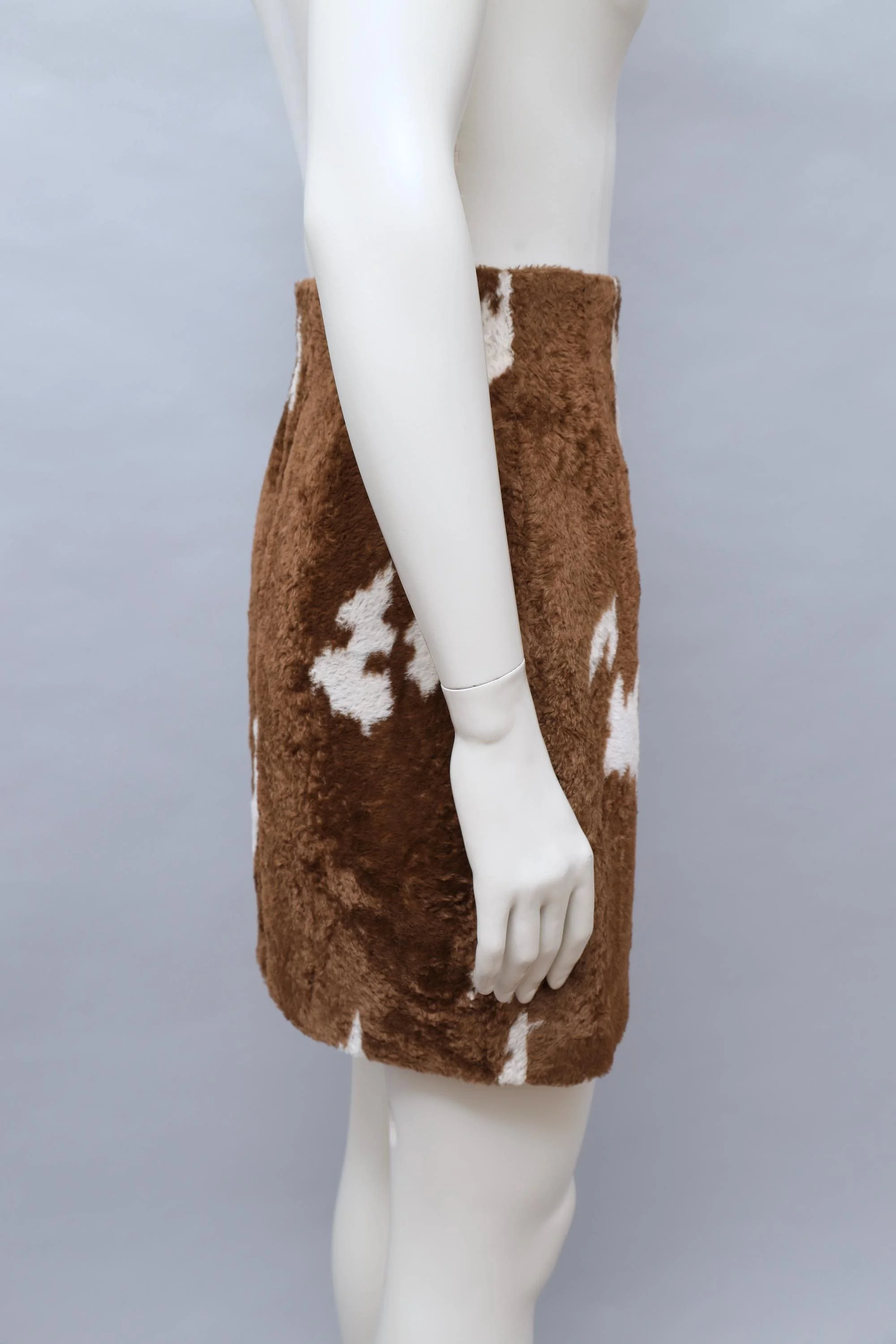 F/W 1990 Chantal Thomass brown cow faux fur skirt