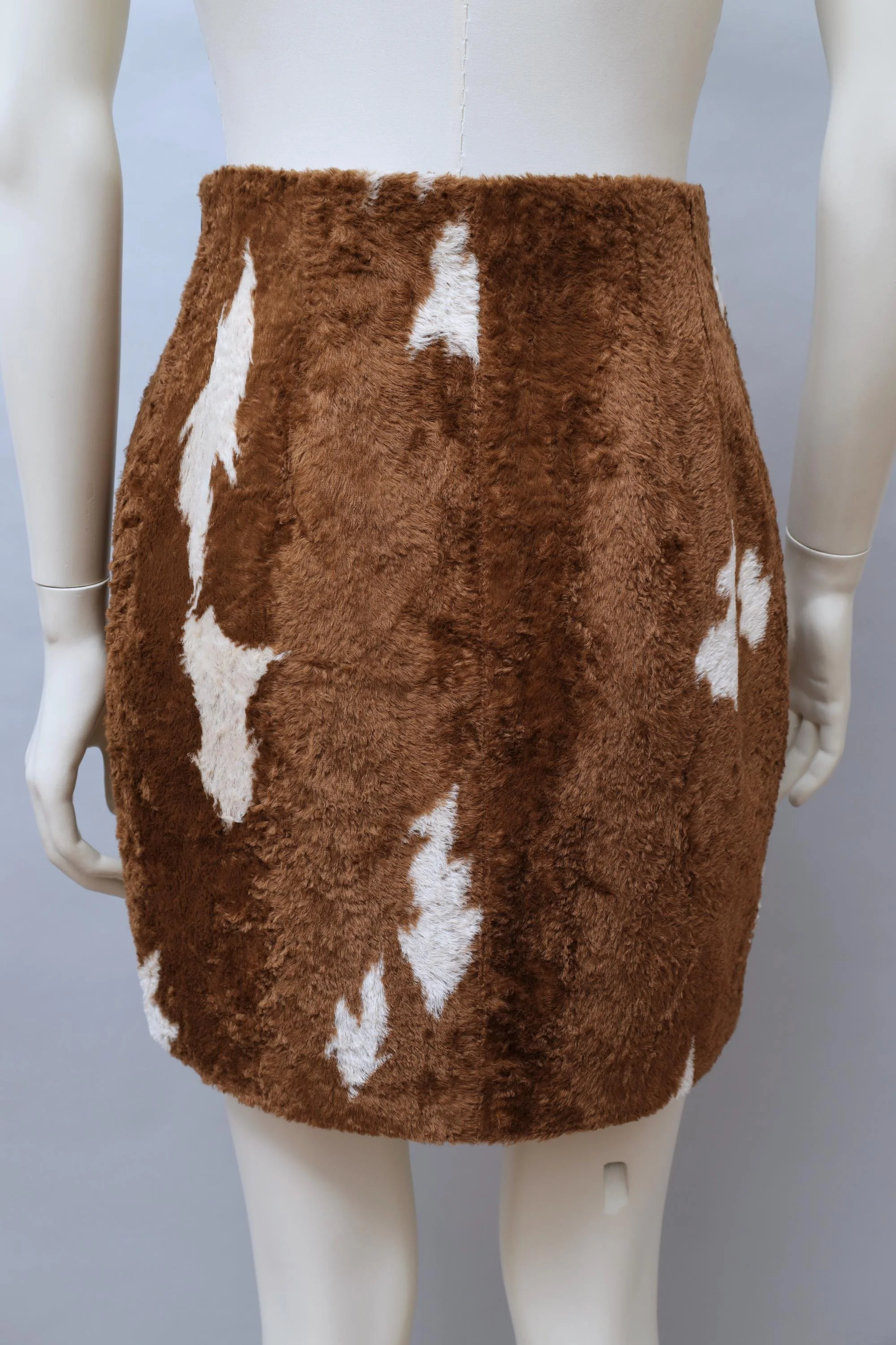 F/W 1990 Chantal Thomass brown cow faux fur skirt