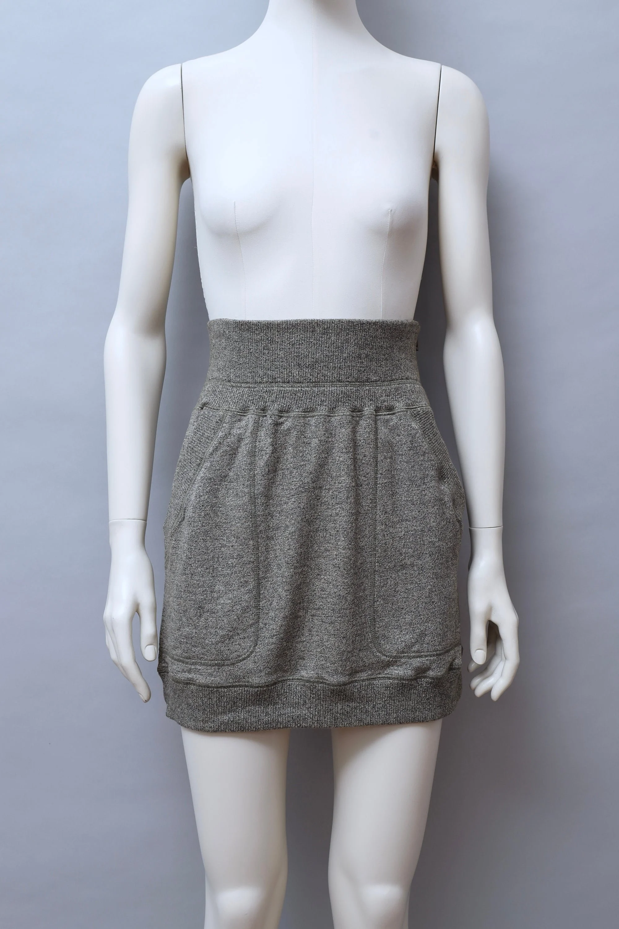 1980s Issey Miyake grey french terry logo mini skirt