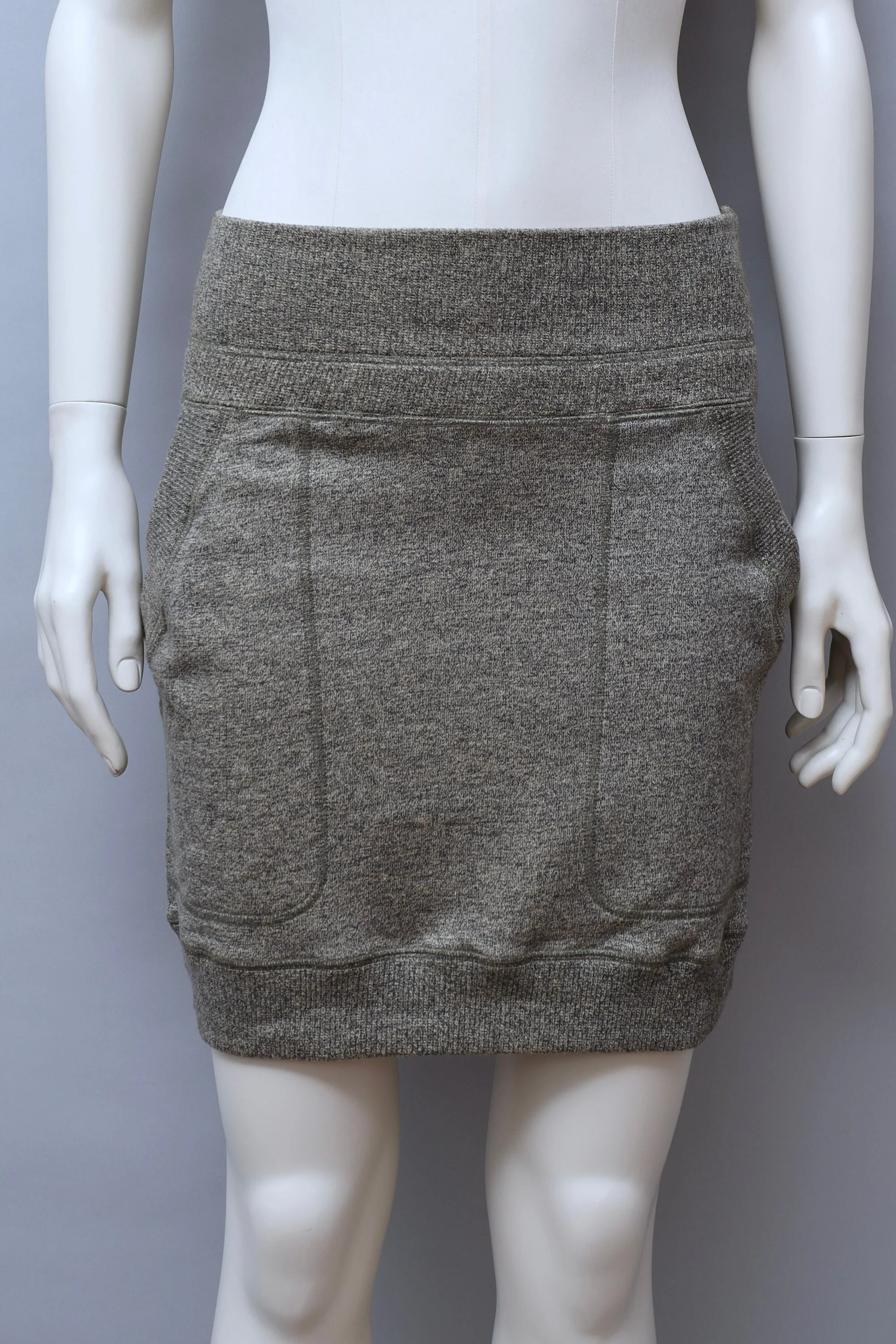 1980s Issey Miyake grey french terry logo mini skirt