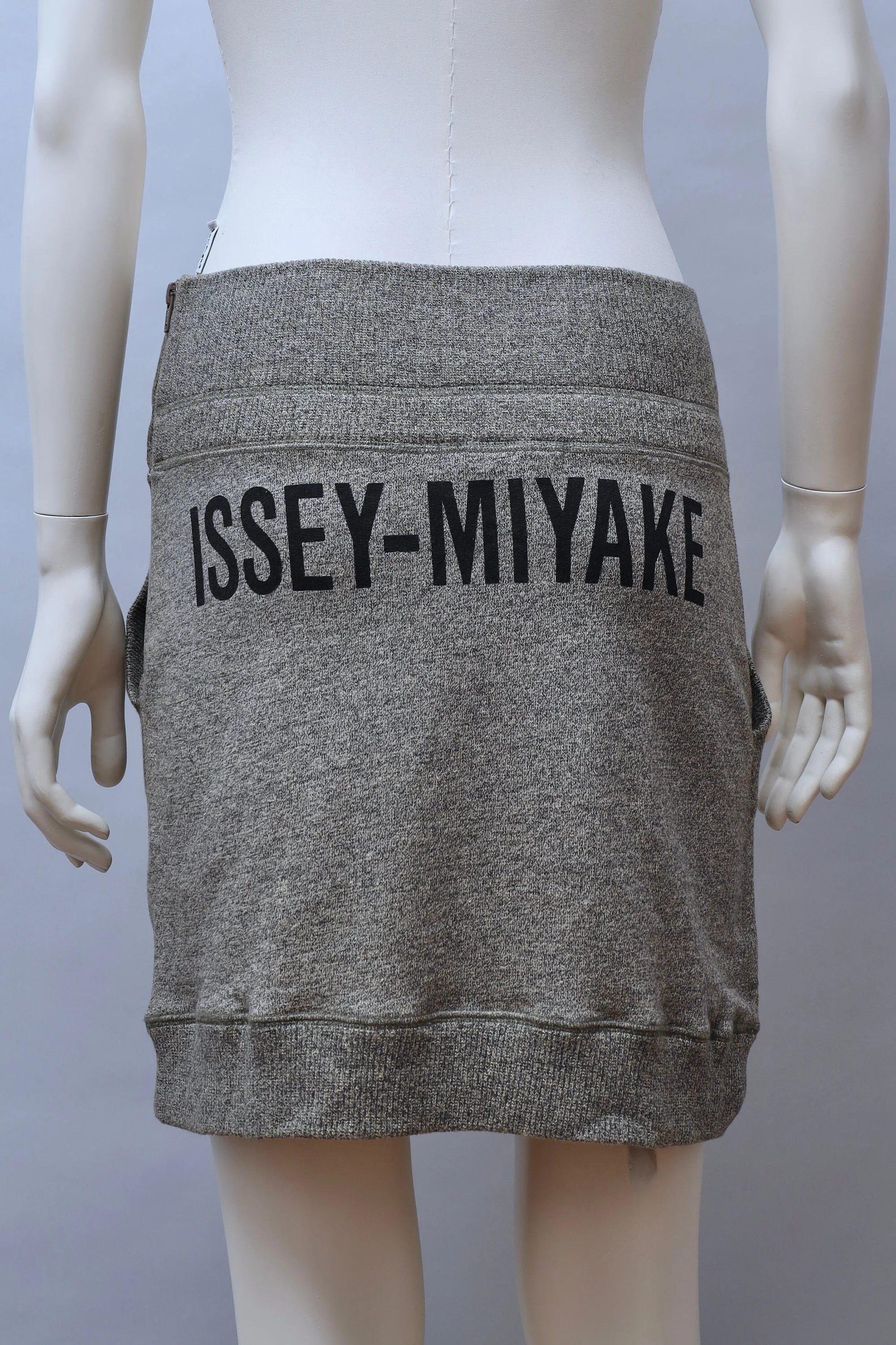1980s Issey Miyake grey french terry logo mini skirt