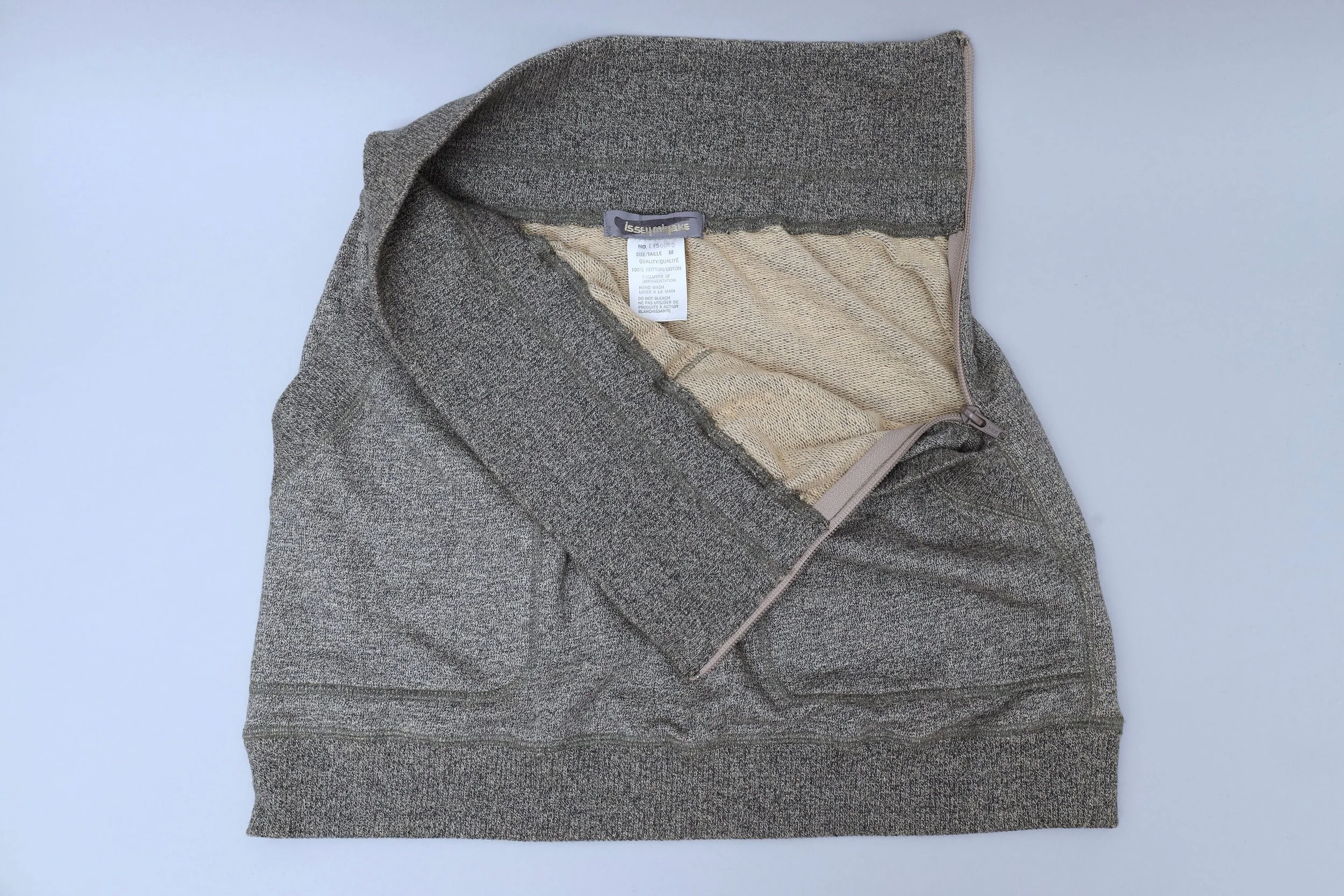 1980s Issey Miyake grey french terry logo mini skirt