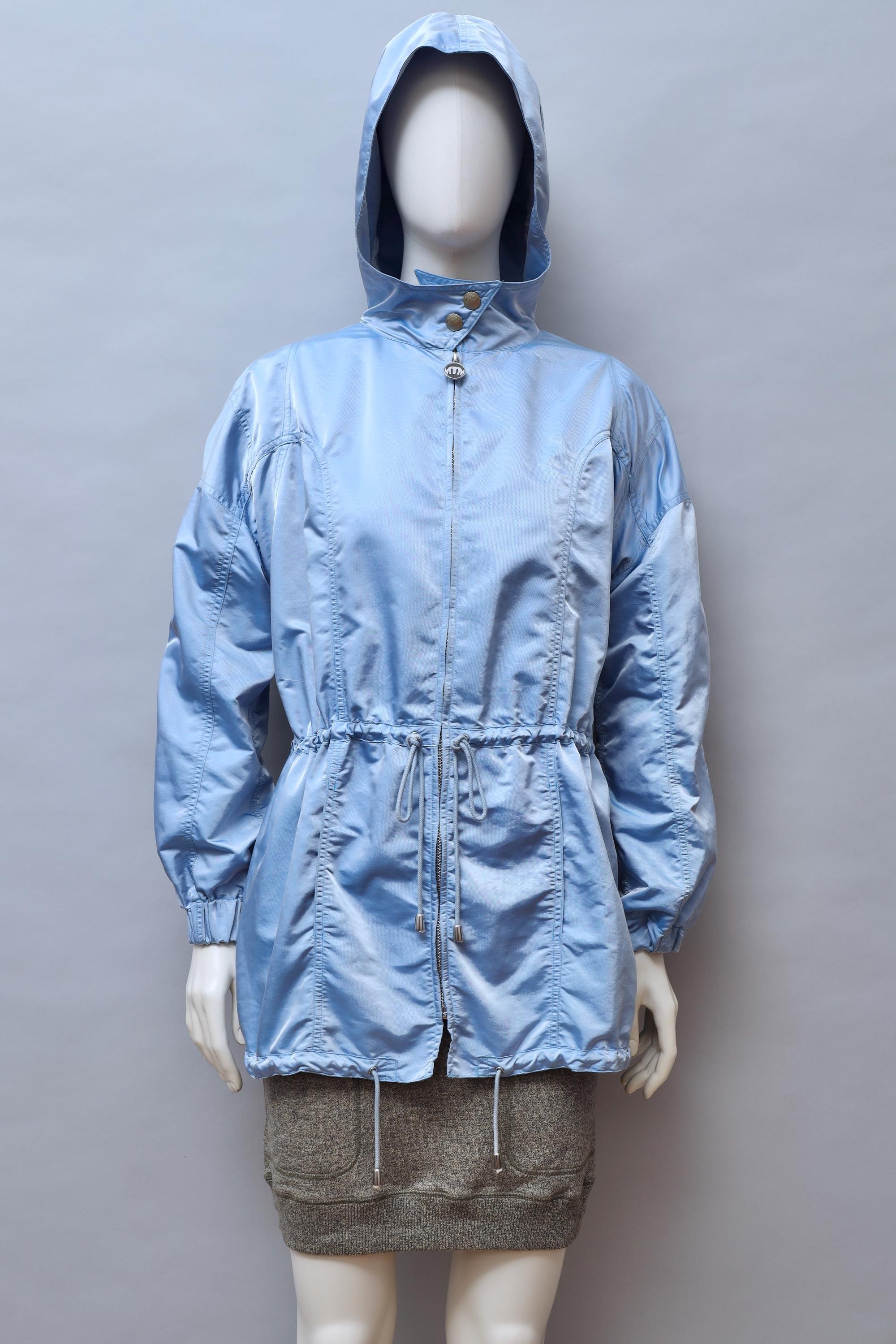 1990s MTM Mugler Trademark metallic blue transformable parka jacket