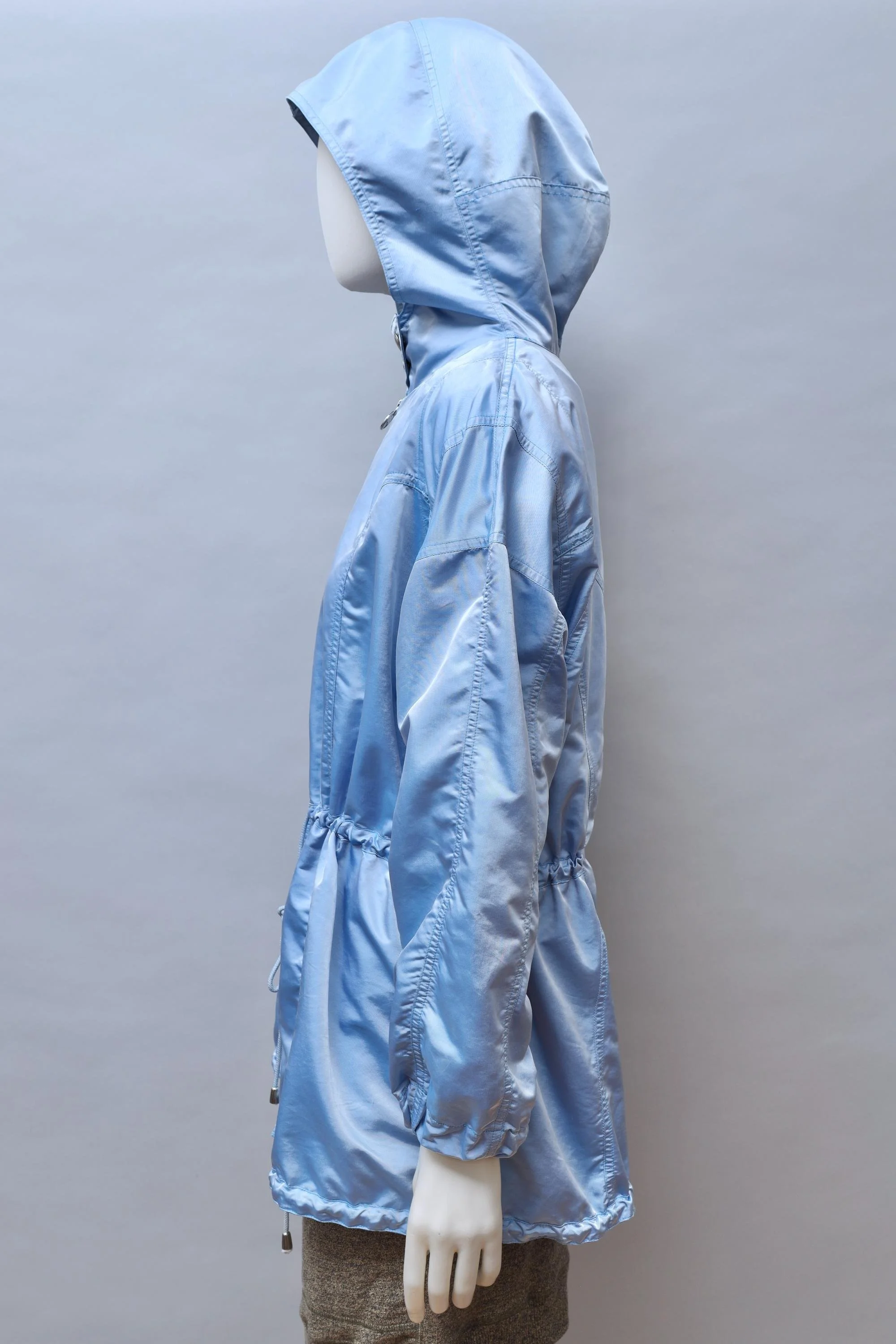 1990s MTM Mugler Trademark metallic blue transformable parka jacket