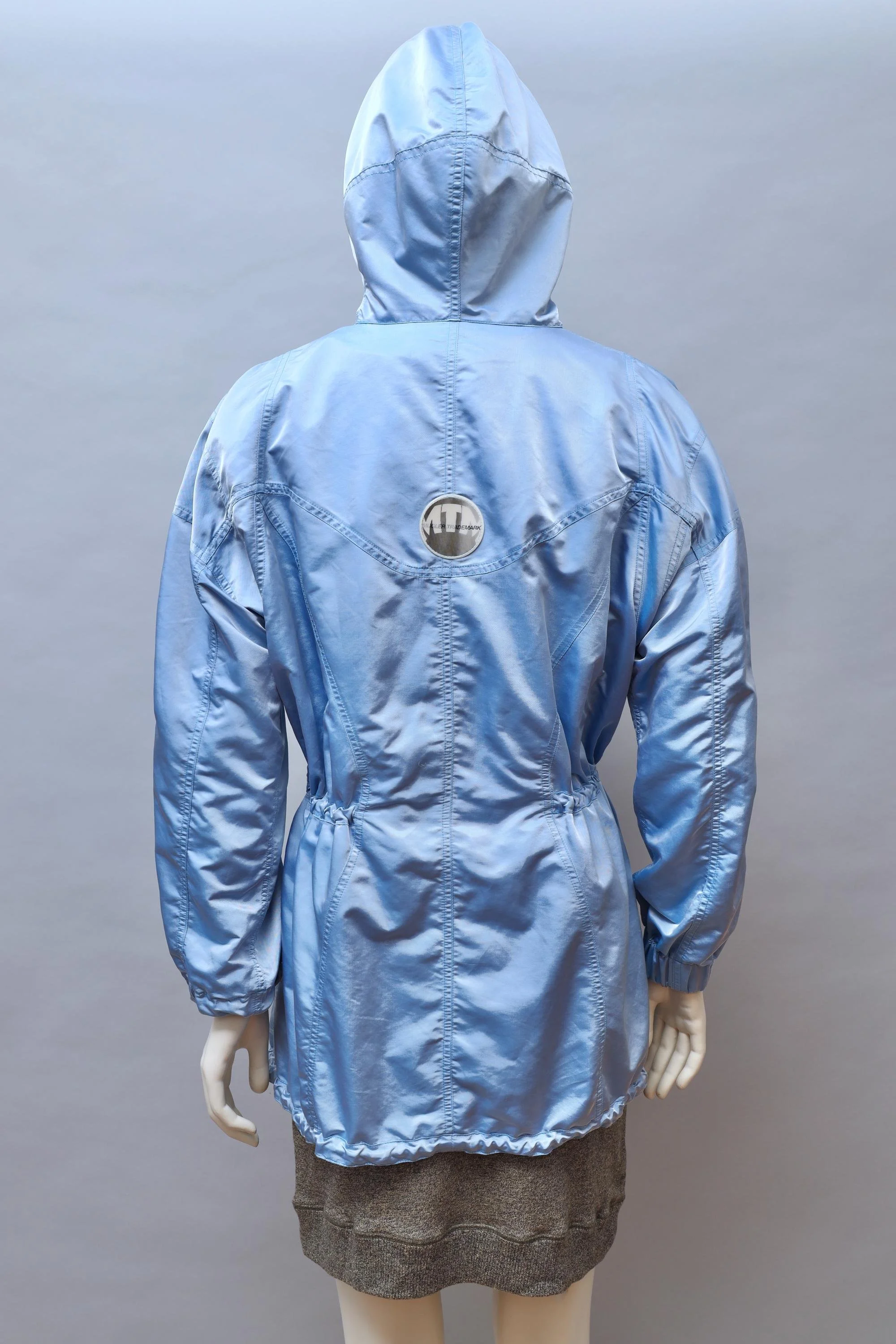 1990s MTM Mugler Trademark metallic blue transformable parka jacket