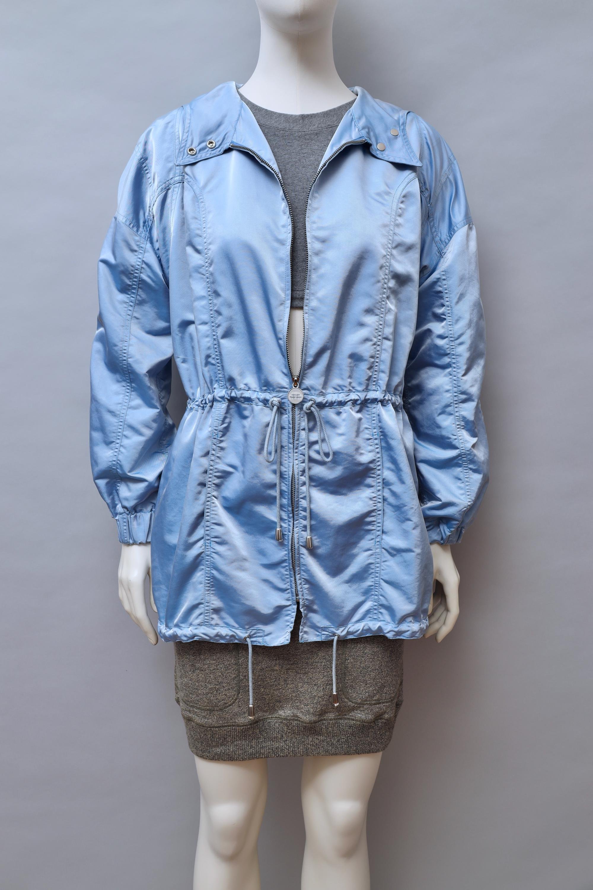 1990s MTM Mugler Trademark metallic blue transformable parka jacket