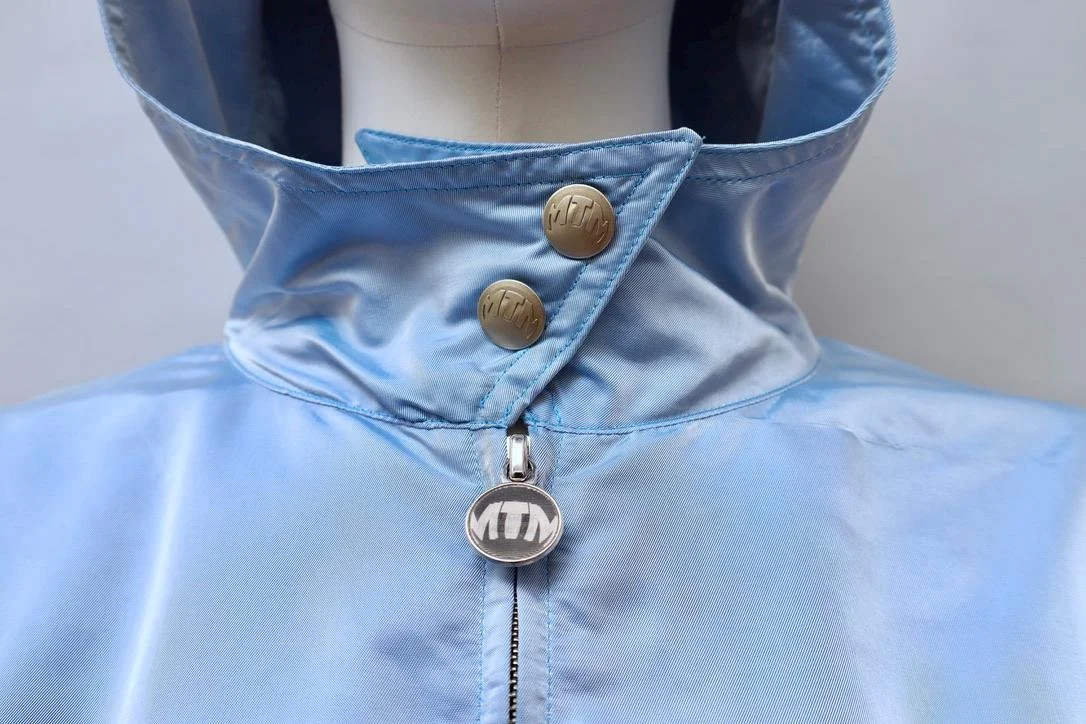 1990s MTM Mugler Trademark metallic blue transformable parka jacket