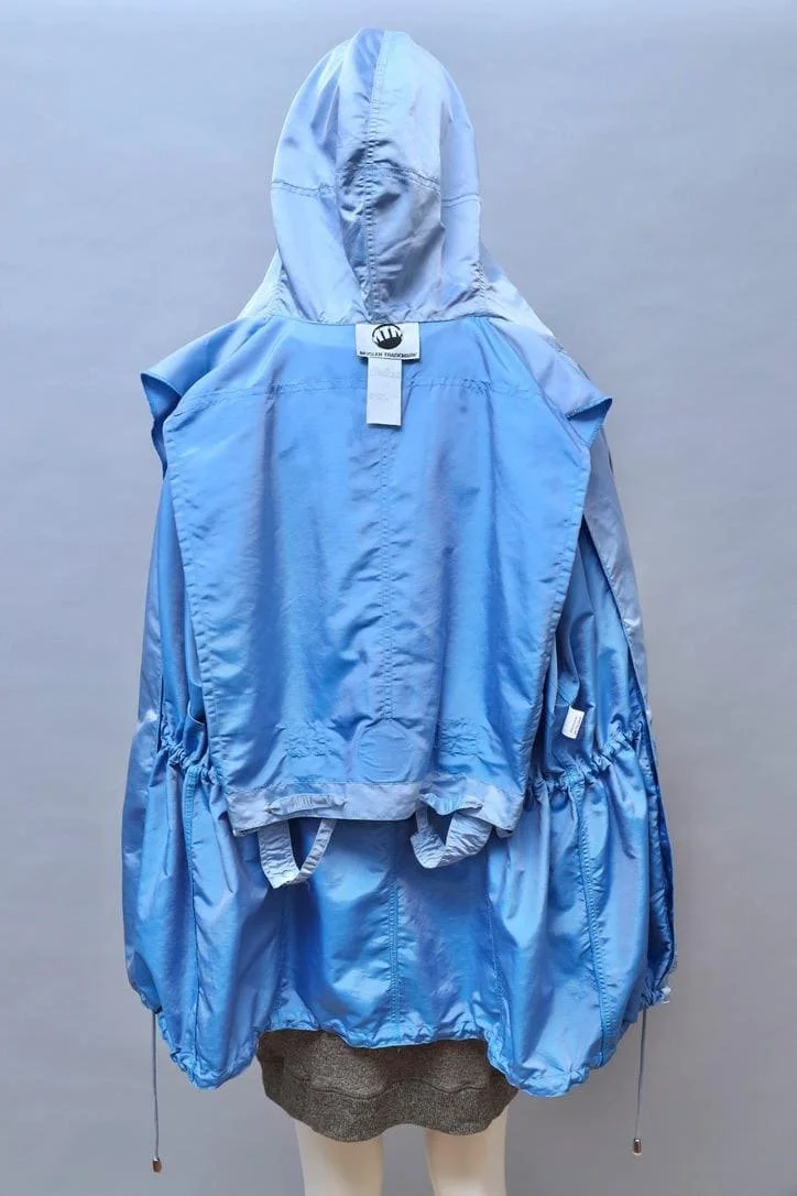 1990s MTM Mugler Trademark metallic blue transformable parka jacket