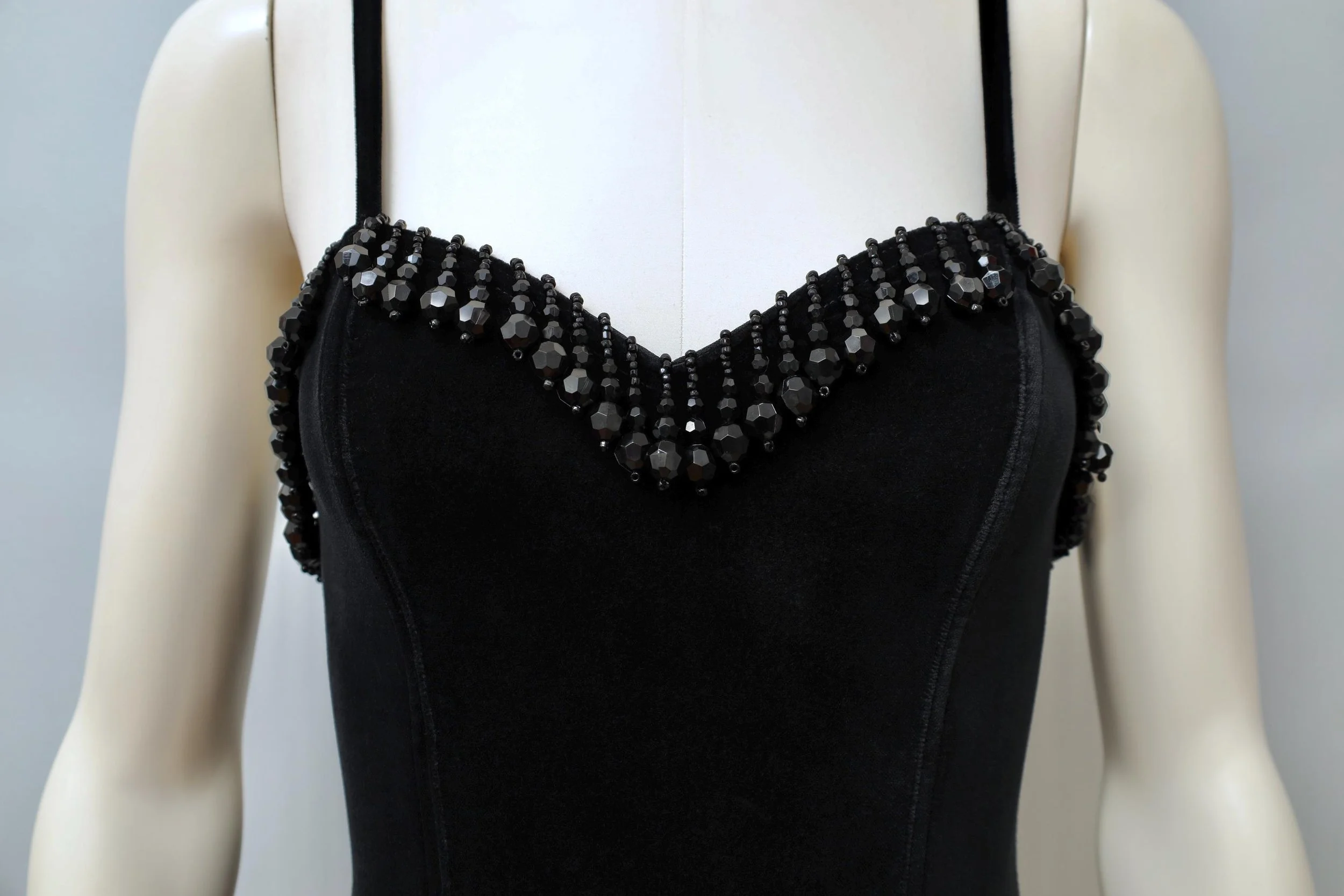 F/W 1989 Chantal Thomass black jet bead bodice