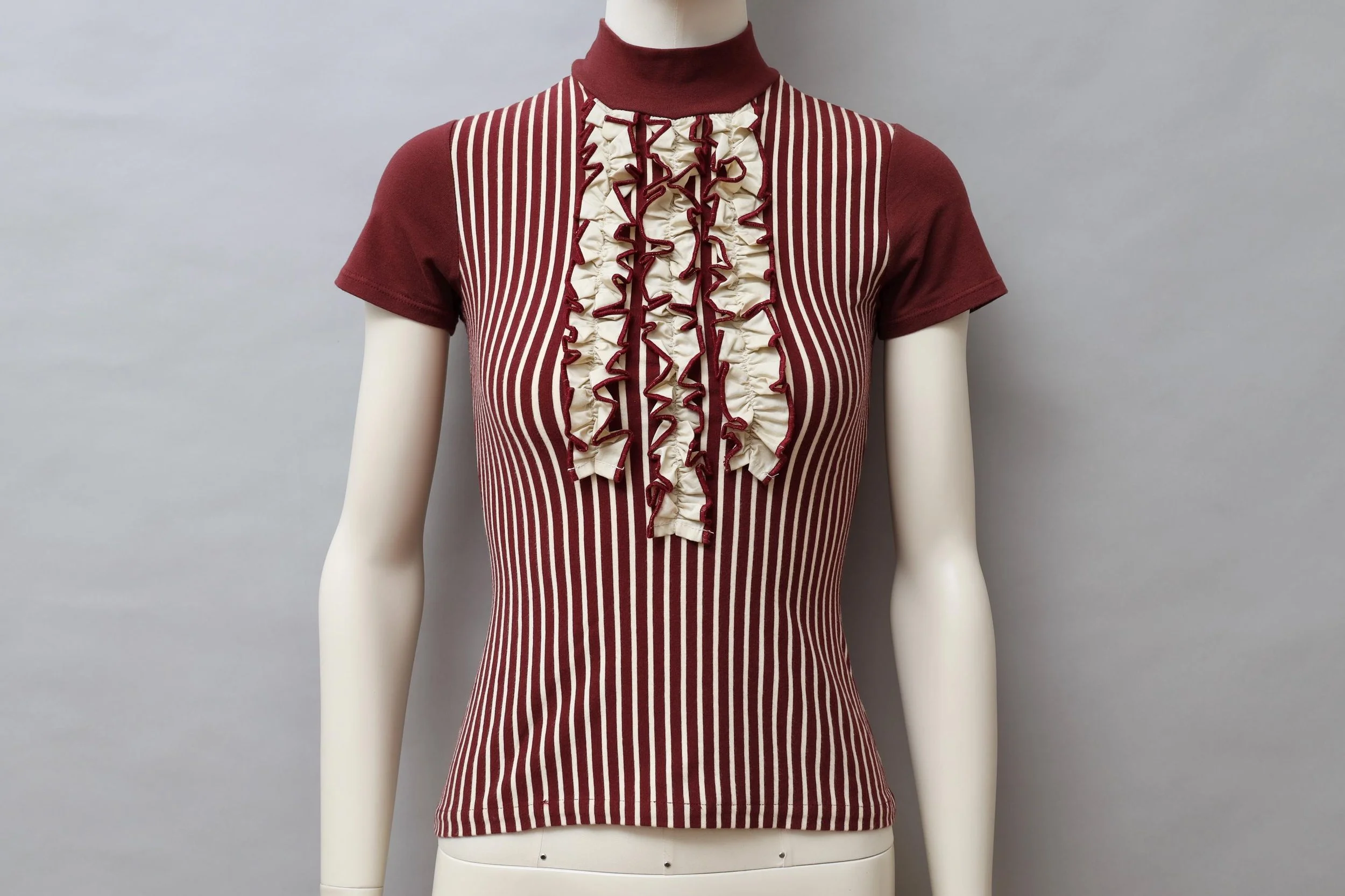 S/S 1993 Junior Gaultier red and white ruffle striped top