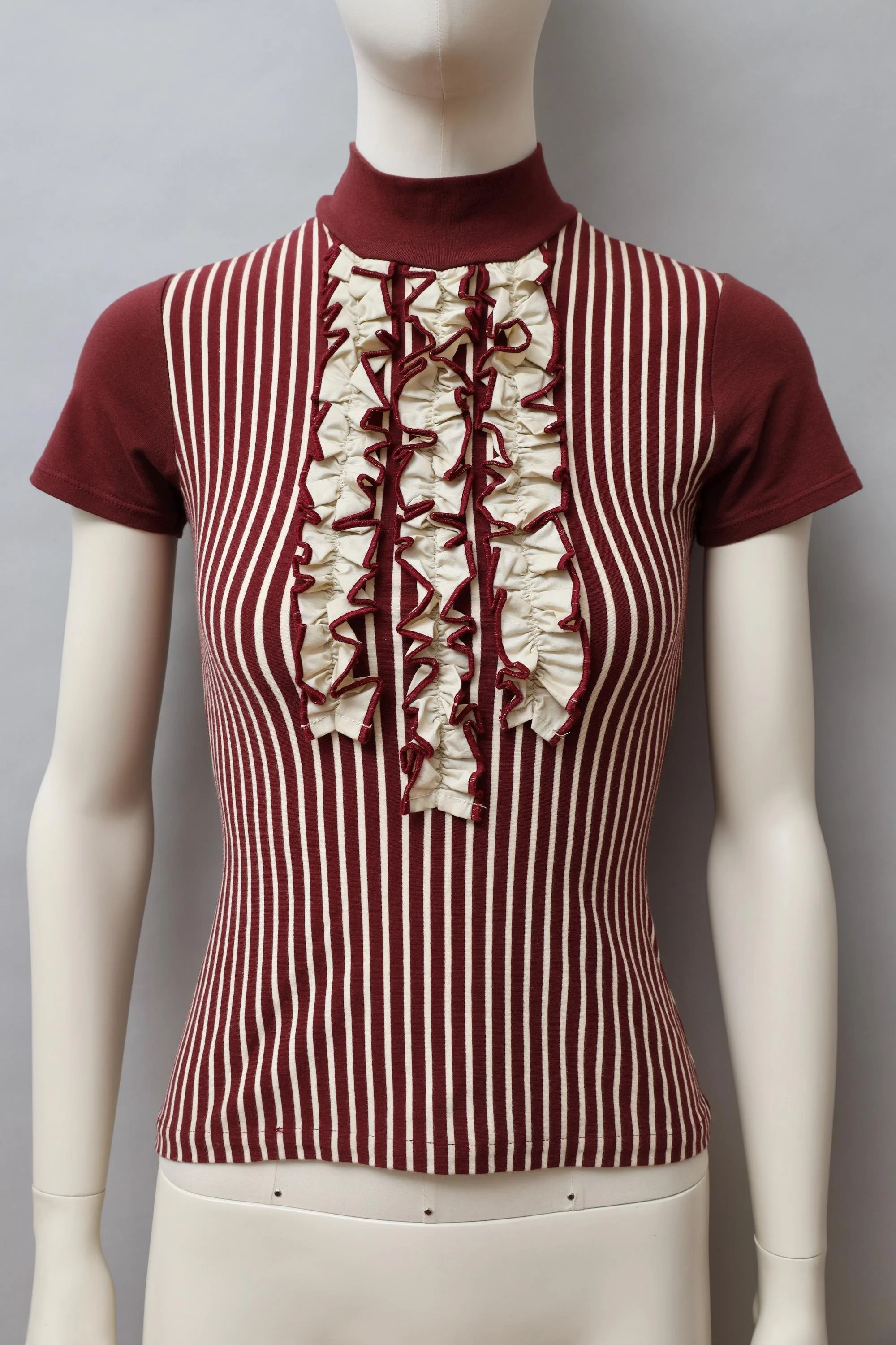 S/S 1993 Junior Gaultier red and white ruffle striped top