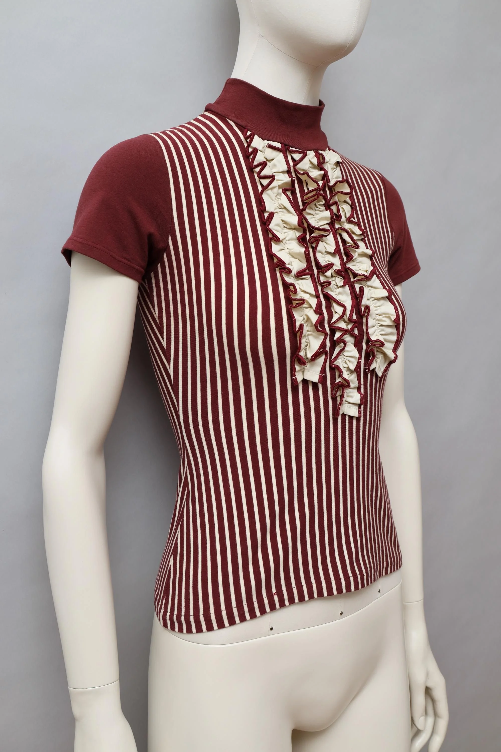 S/S 1993 Junior Gaultier red and white ruffle striped top