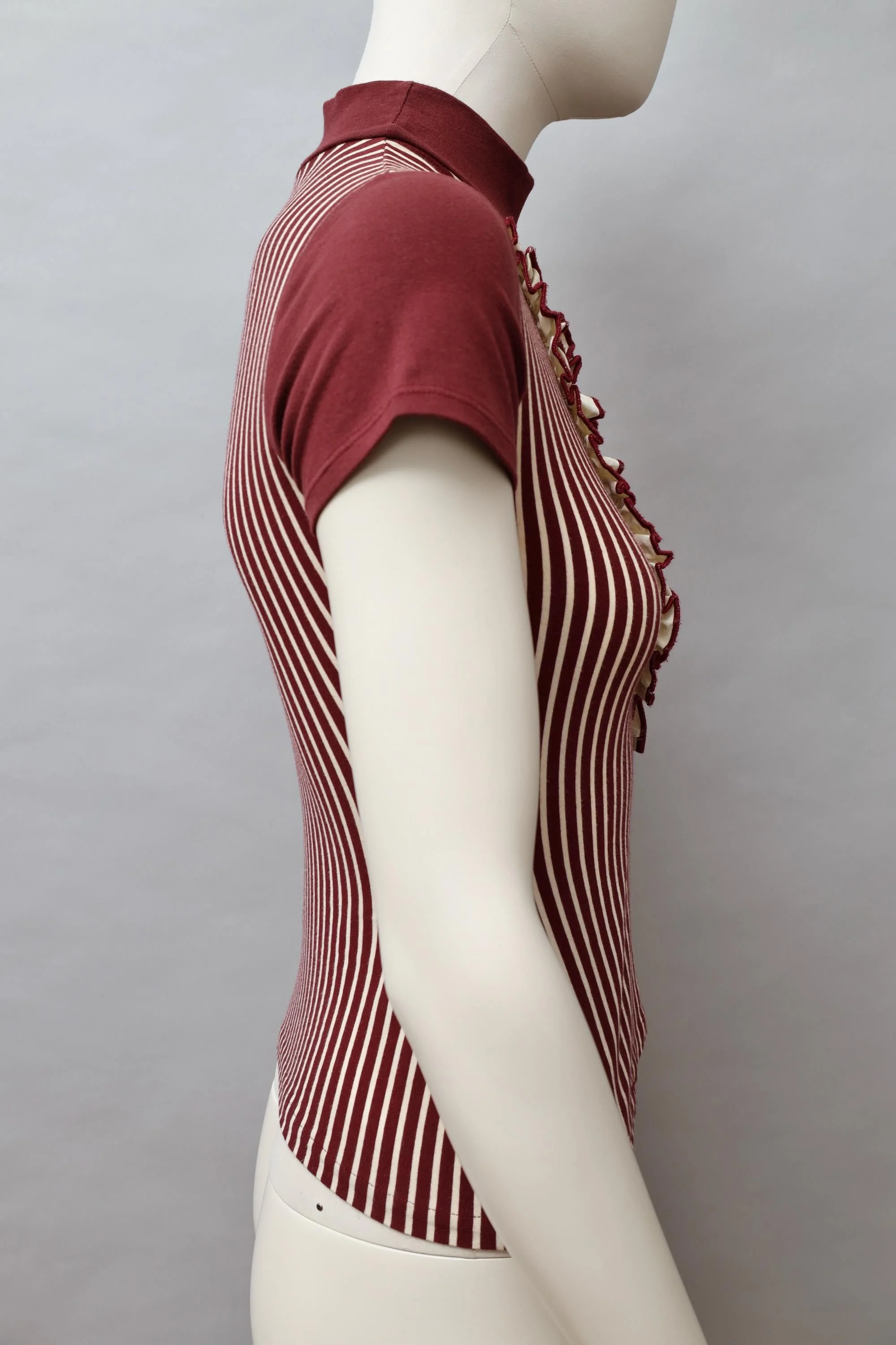 S/S 1993 Junior Gaultier red and white ruffle striped top