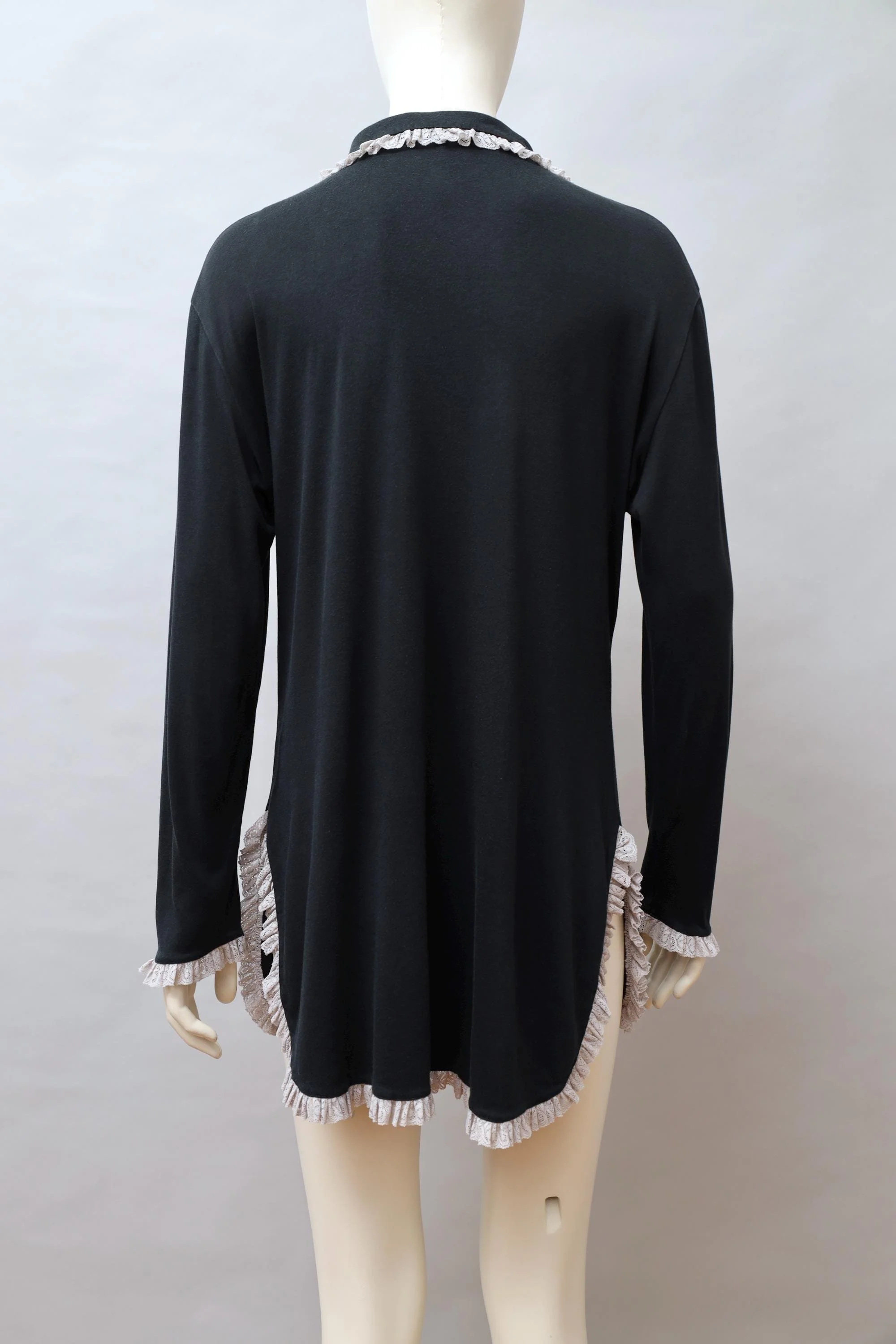 F/W 1994 Chantal Thomass black cotton and ivory lace shirt dress