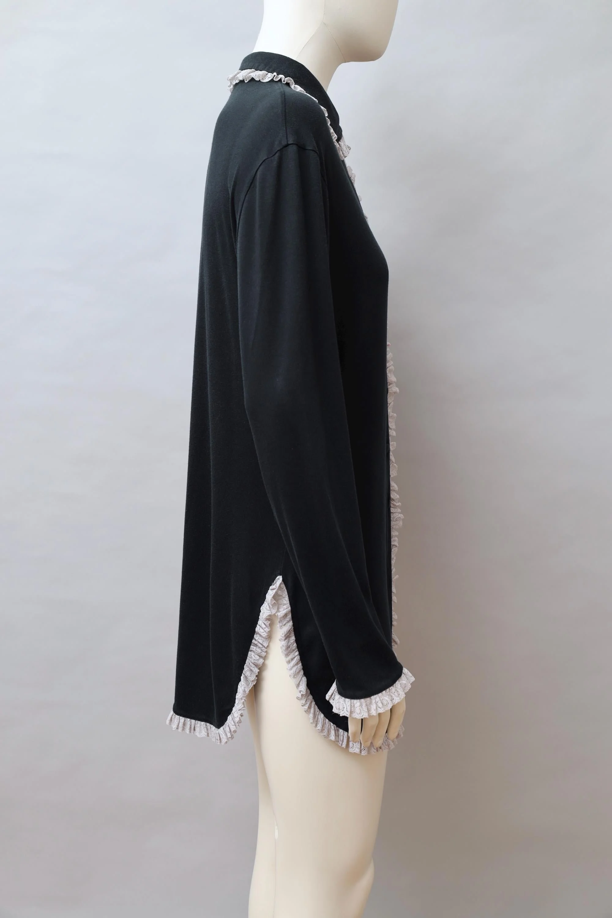 F/W 1994 Chantal Thomass black cotton and ivory lace shirt dress