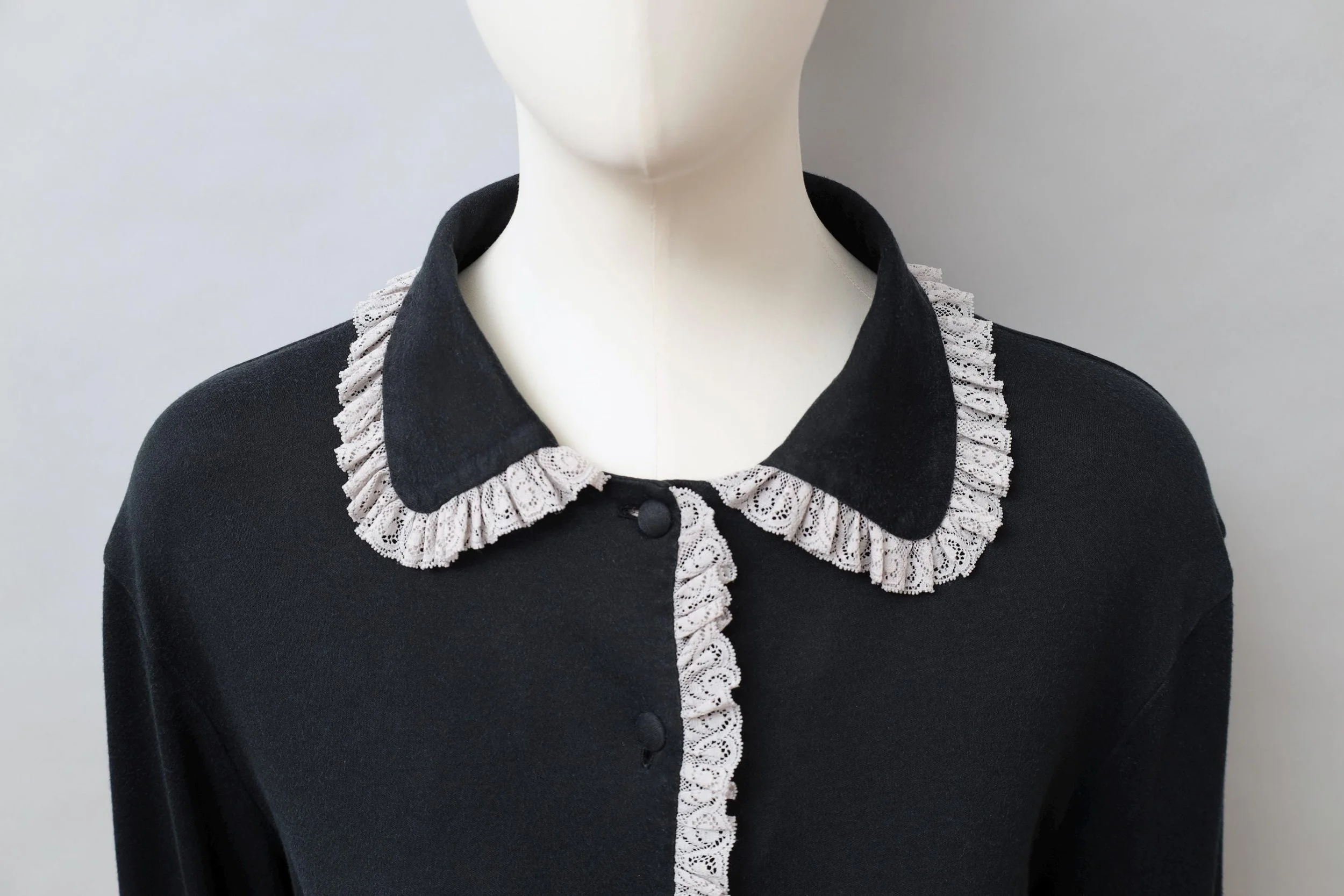 F/W 1994 Chantal Thomass black cotton and ivory lace collar