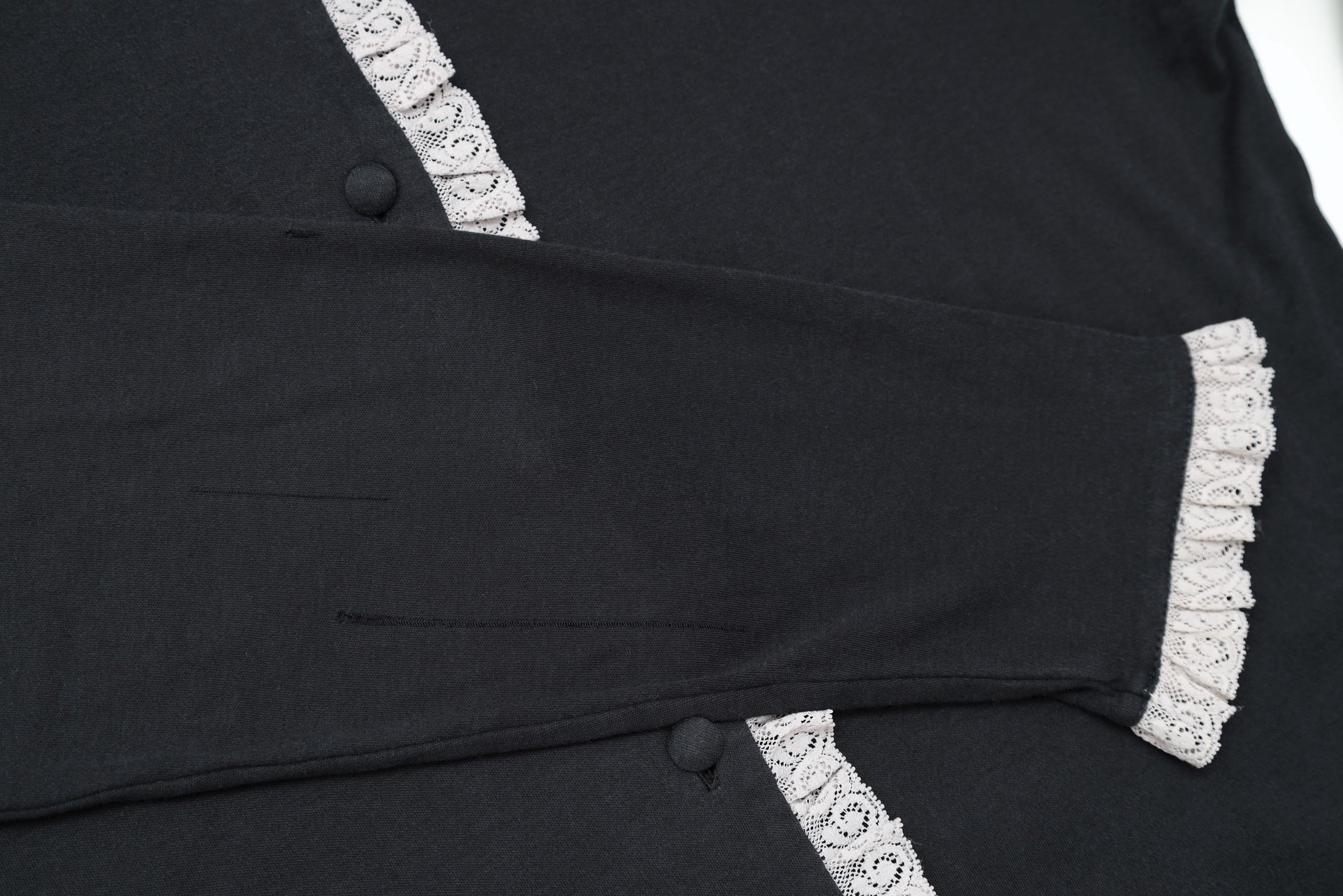 black cotton and ivory lace detail