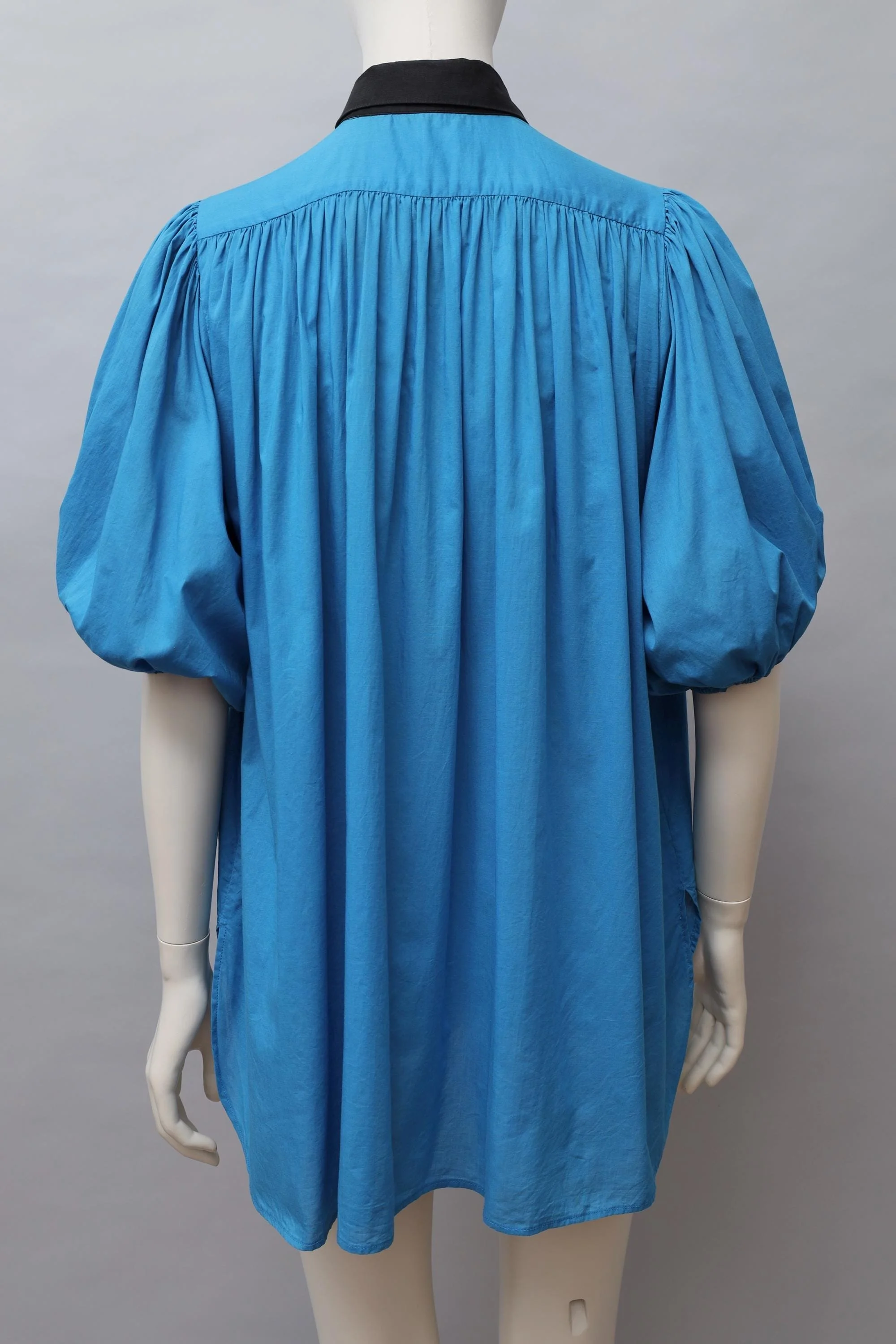 1980s Chantal Thomass blue balloon sleeve lace-up blouse