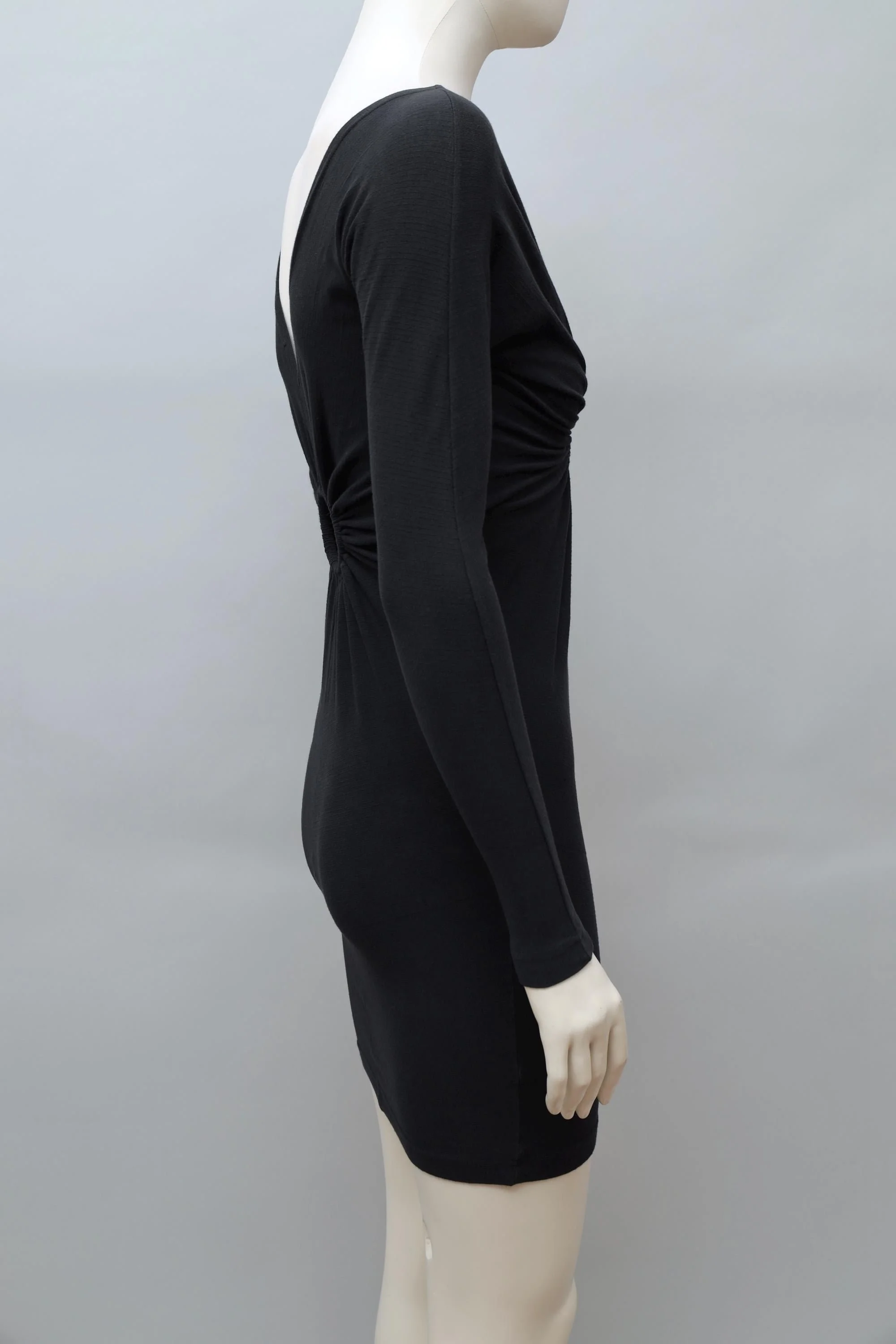 S/S 1990 Chantal Thomass black longsleeve ruched cut-out dress side