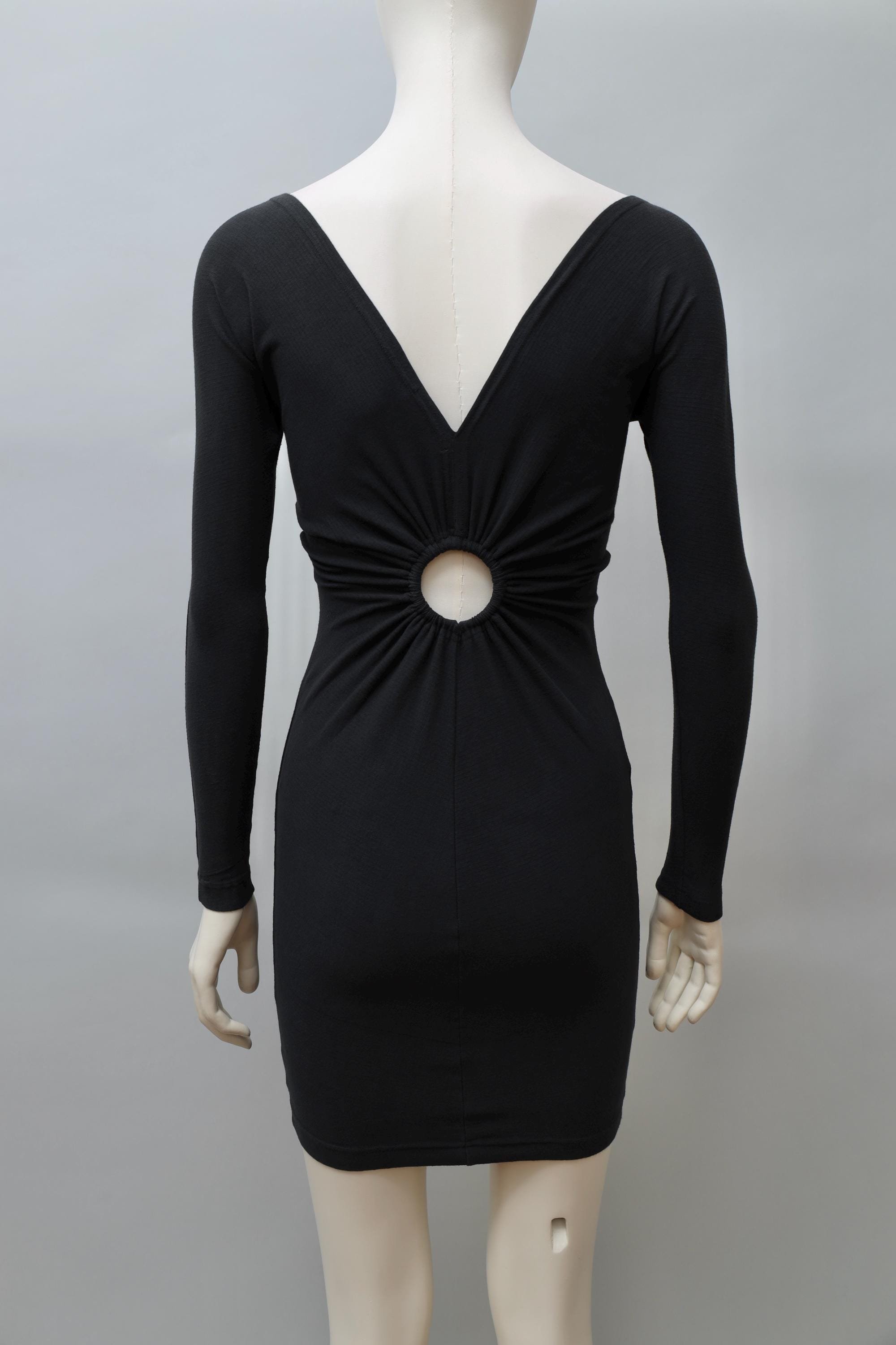 S/S 1990 Chantal Thomass black longsleeve ruched cut-out dress
