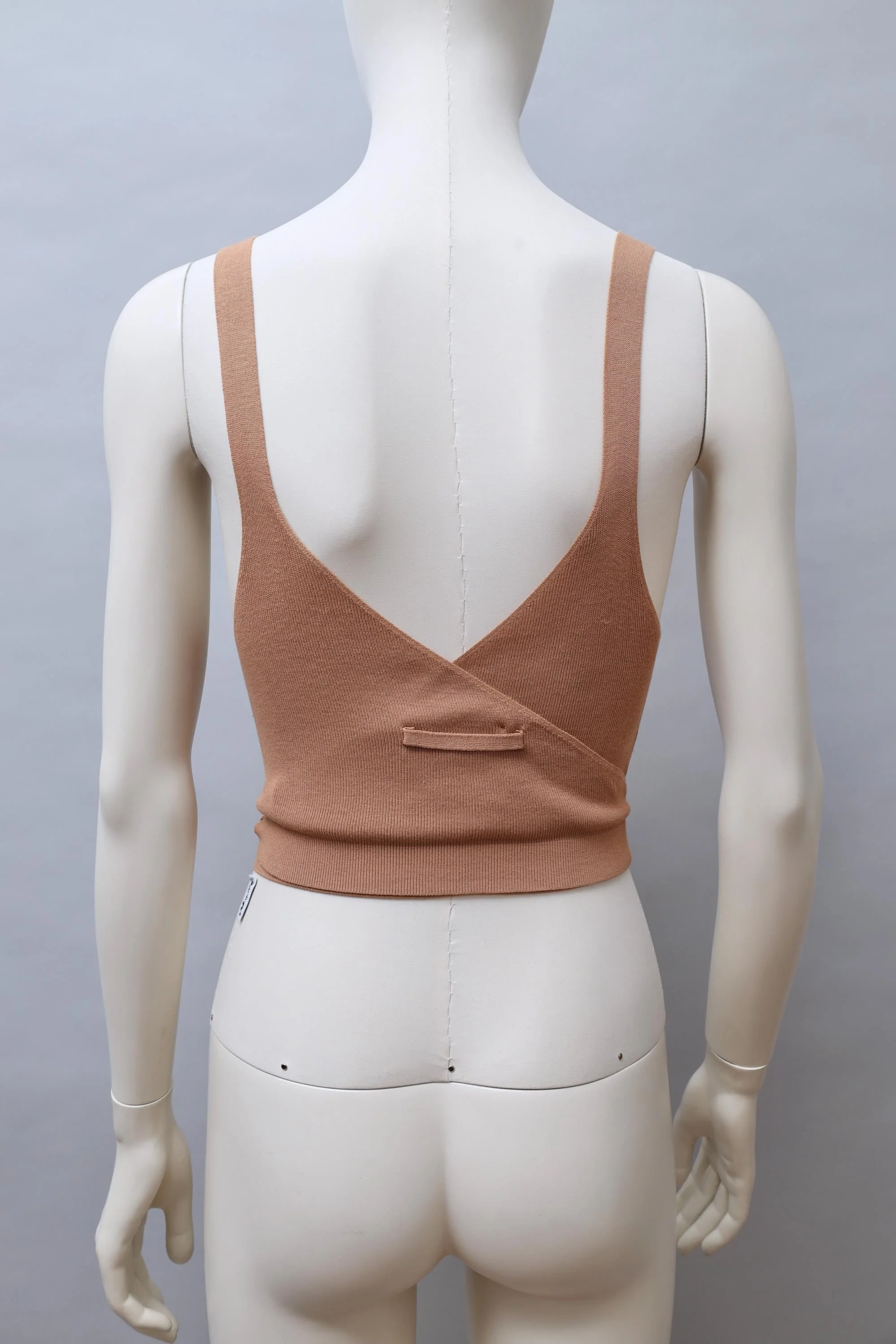 S/S 2004 Jean Paul Gaultier tan cropped suspender knit top